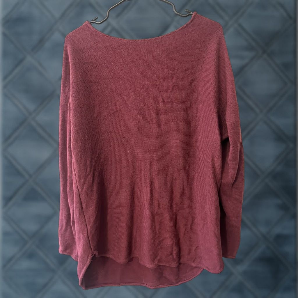 Michael Kors MICHAEL KORS Long Sleeve Sweater Womens Zip Up Cotton Blend Top L Burgundy Size L / US 10 / IT 46 - 1 Thumbnail