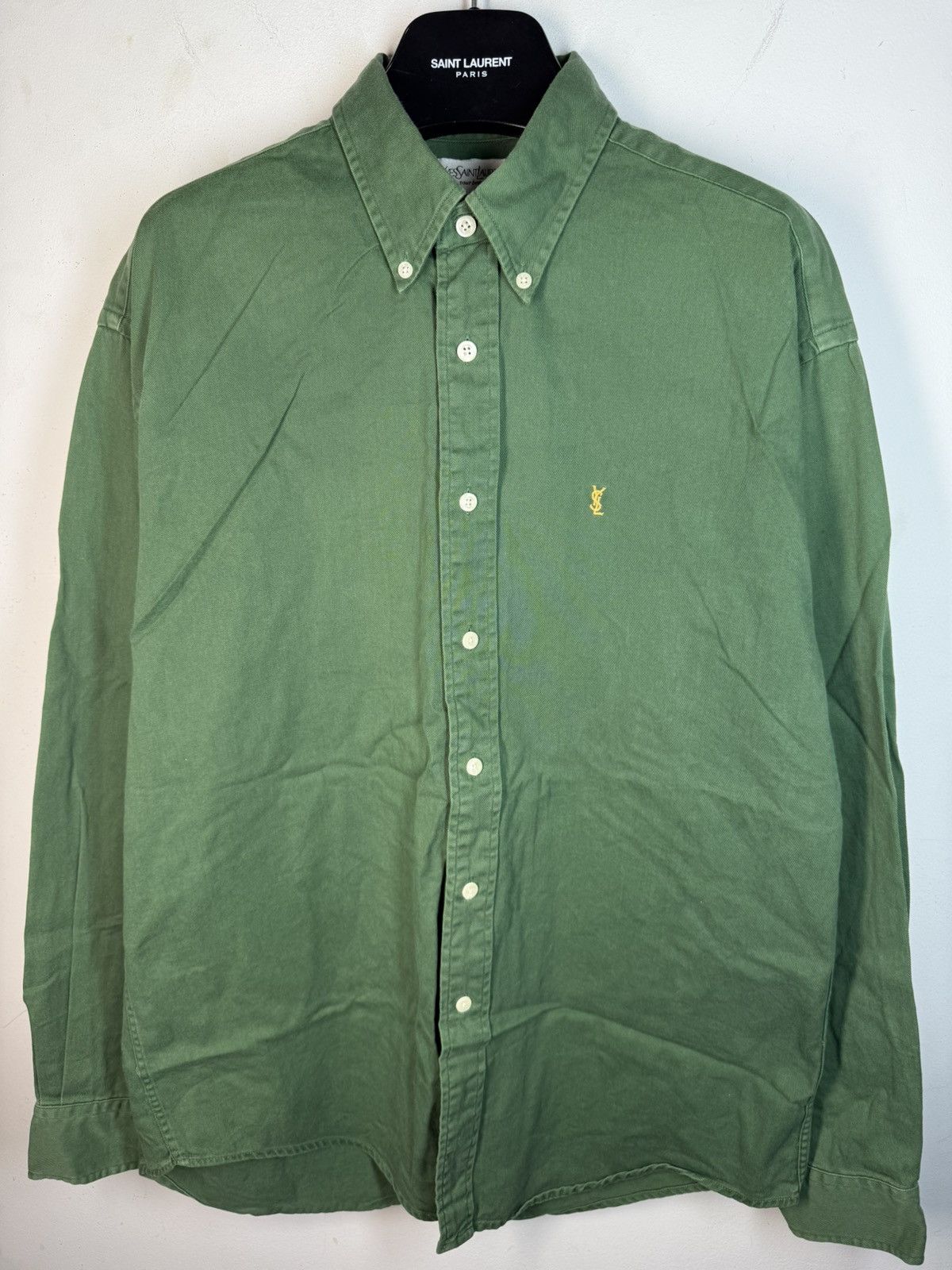 Yves Saint Laurent Green YSL Shirt Heavy Cotton YSL Denim Shirt Overshirt Size US M / EU 48-50 / 2 - 16 Thumbnail