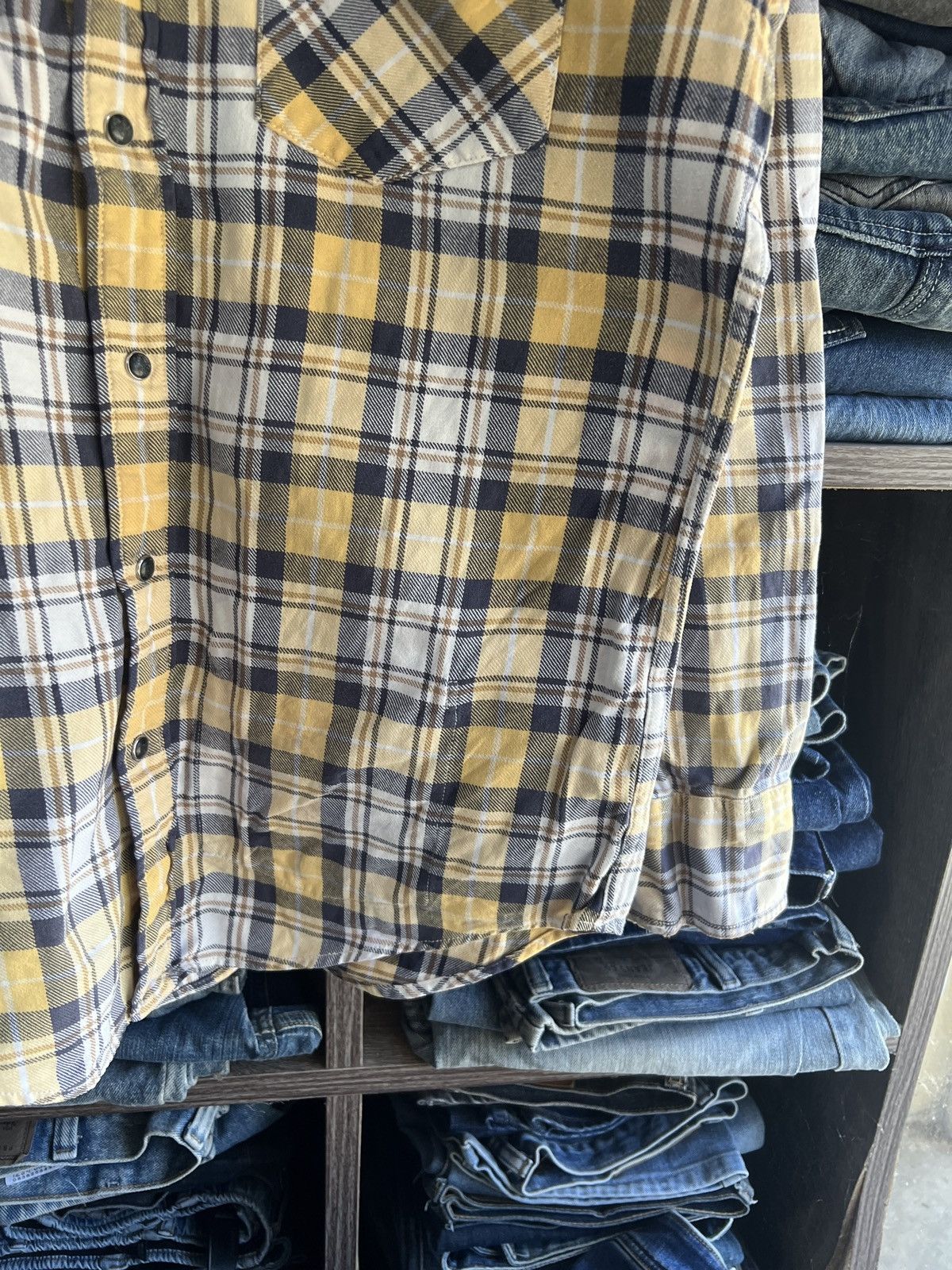 Japanese Brand 🔥Distressed Back Number X Rough X Plaid Flannel Size US M / EU 48-50 / 2 - 8 Thumbnail