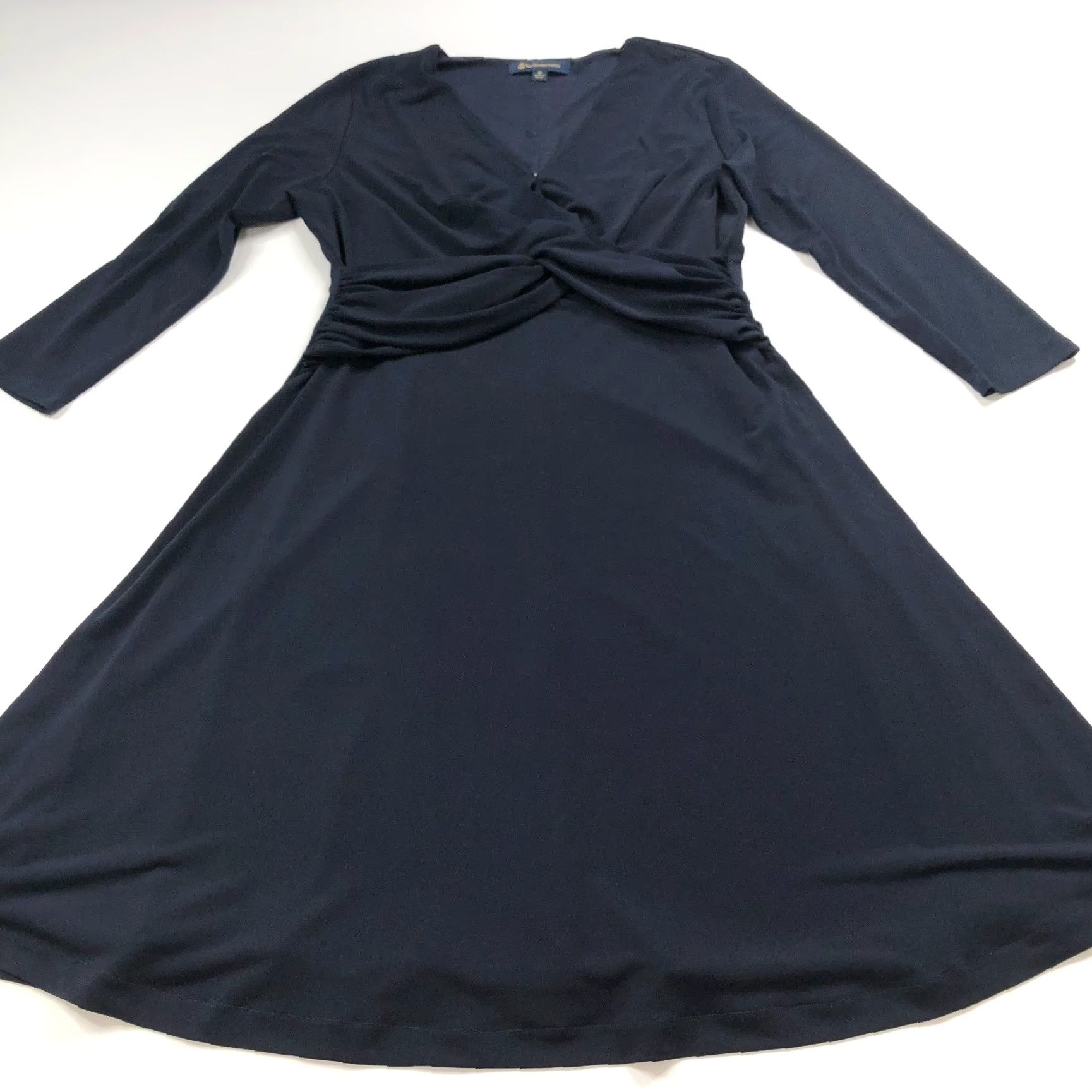 Brooks Brothers Brooks Brothers Dress Medium Faux Wrap Above Knee Length Blue Navy MINT 3/4 Sleeve V-Neck A-Line Woman Womens (Adult) Size M / US 6-8 / IT 42-44 - 7 Thumbnail