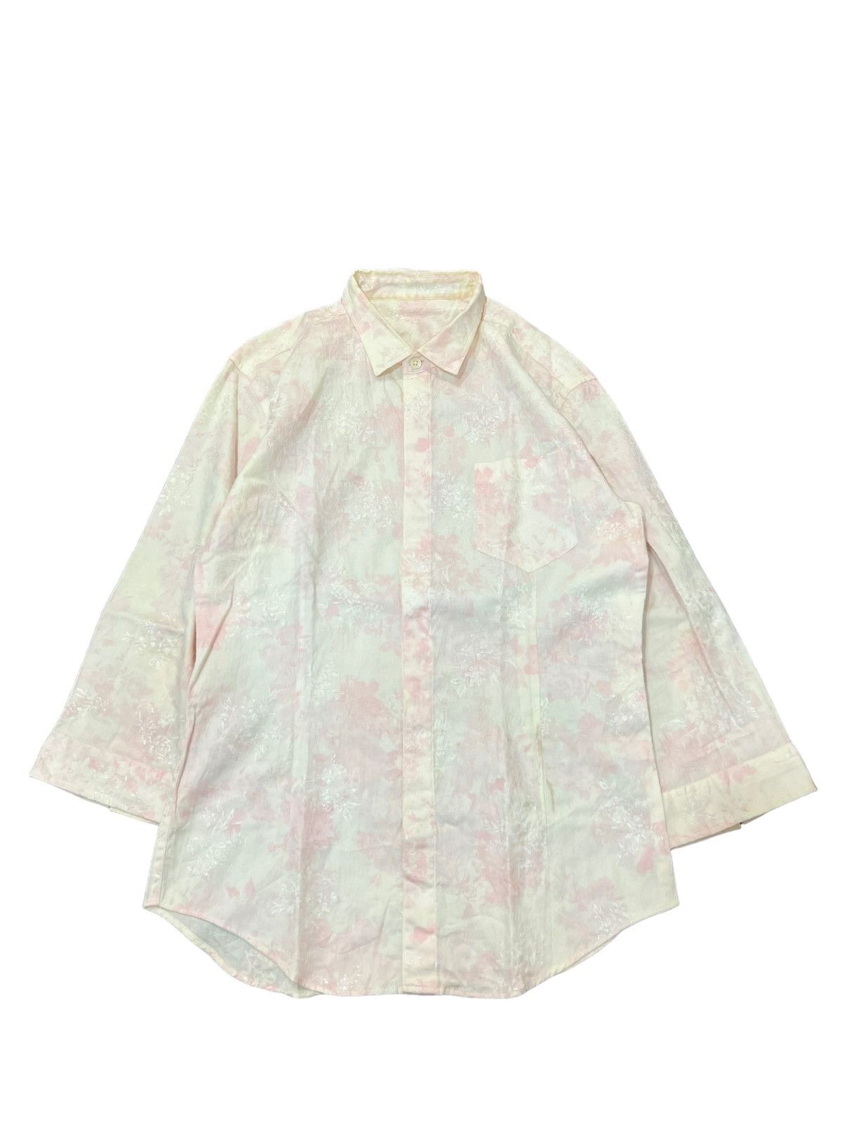 image of If Six Was Nine x Le Grande Bleu L G B 2000S Tornado Mart - Pink Floral White Shirt (Size Small)