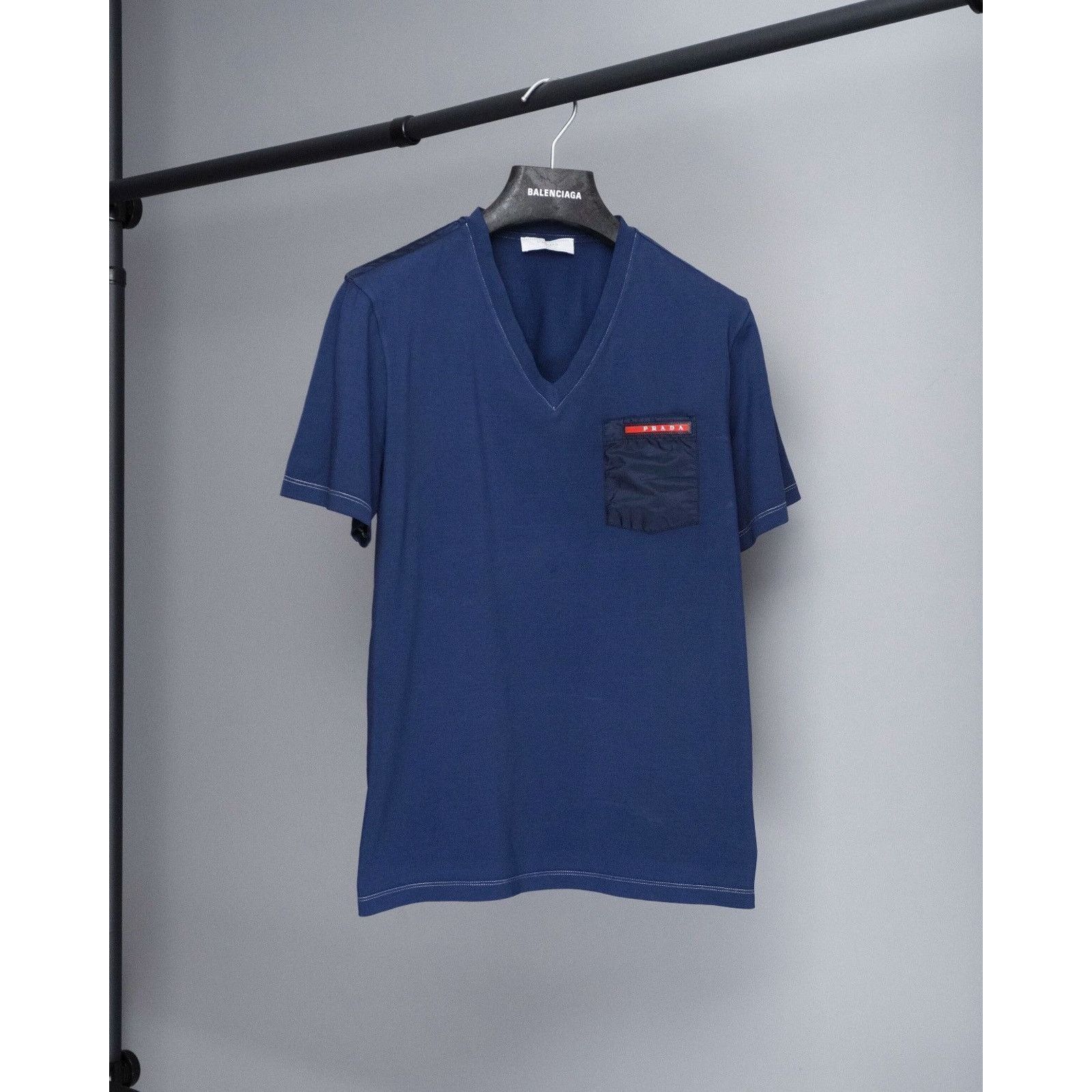 Prada Prada blue nylon pocket sport linea rossa logo tee shirt Size US S / EU 44-46 / 1 - 1 Thumbnail