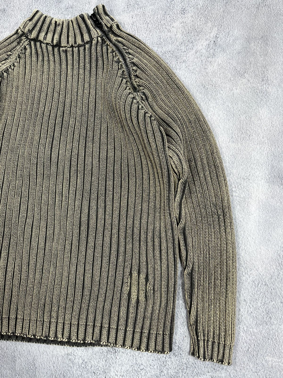 Vintage Y2K Japanese ribbed 1/4 zip sweater streetwear S