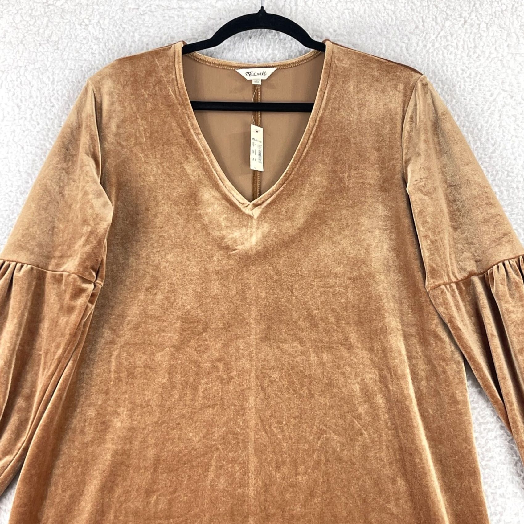 Madewell Madewell Velvet Balloon Sleeve Dress Womens Small Gold V-Neck Pullover Comfy Size S / US 4 / IT 40 - 2 Thumbnail