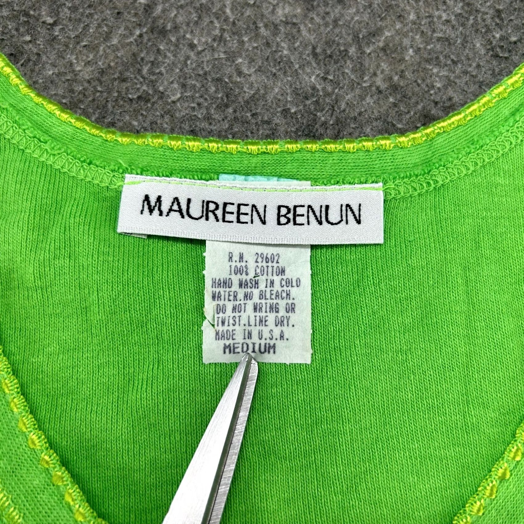 Vintage VINTAGE Maureen Benun Tank Top Womens M Green Tank Sleeveless Cami Ribbed Knit90s Slim Boat Neck Pullover Casual Cotton Knit Short Sleeve? Size M / US 6-8 / IT 42-44 - 2 Thumbnail