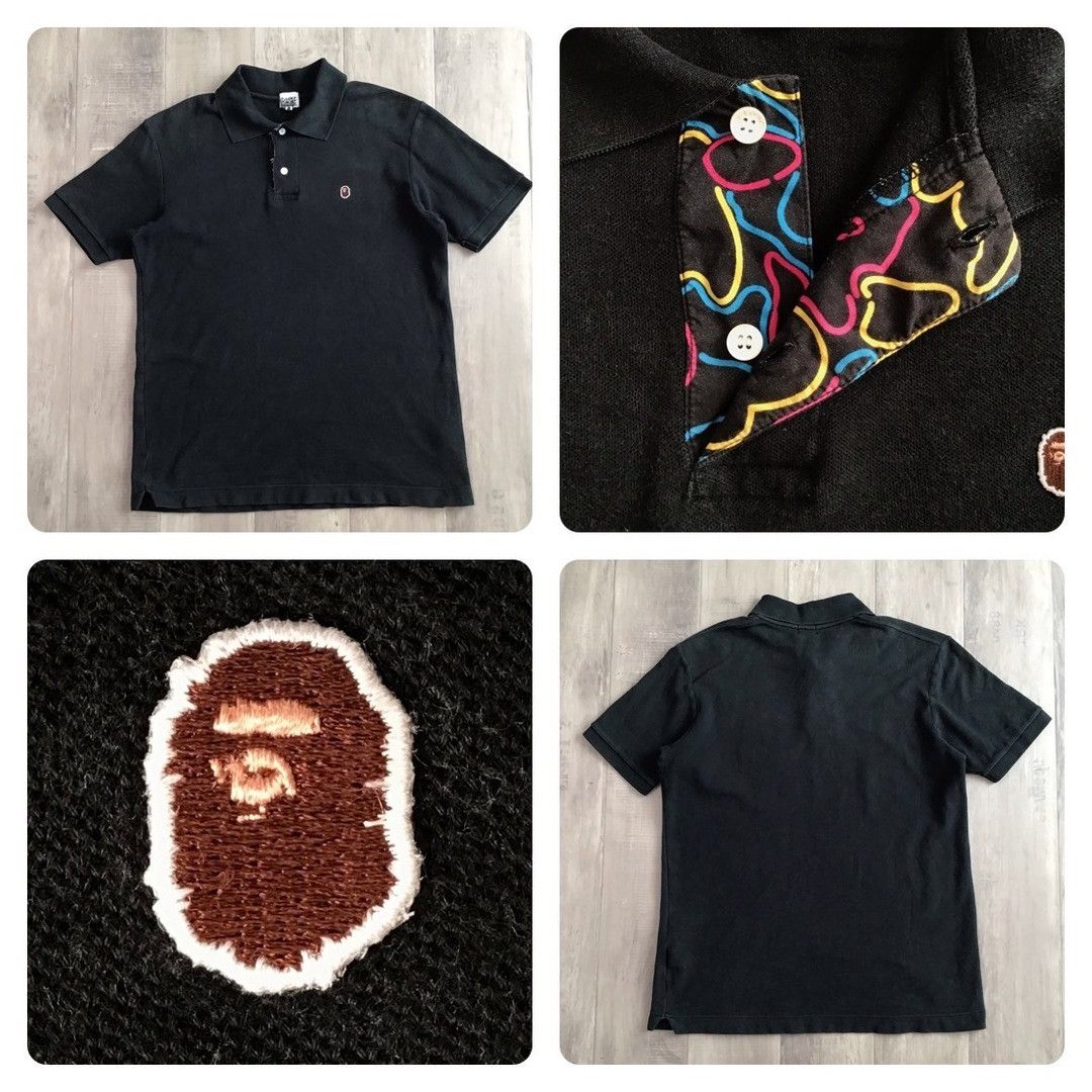 BAPE APE HEAD polo shirt NEON CAMO a bathing ape NIGO