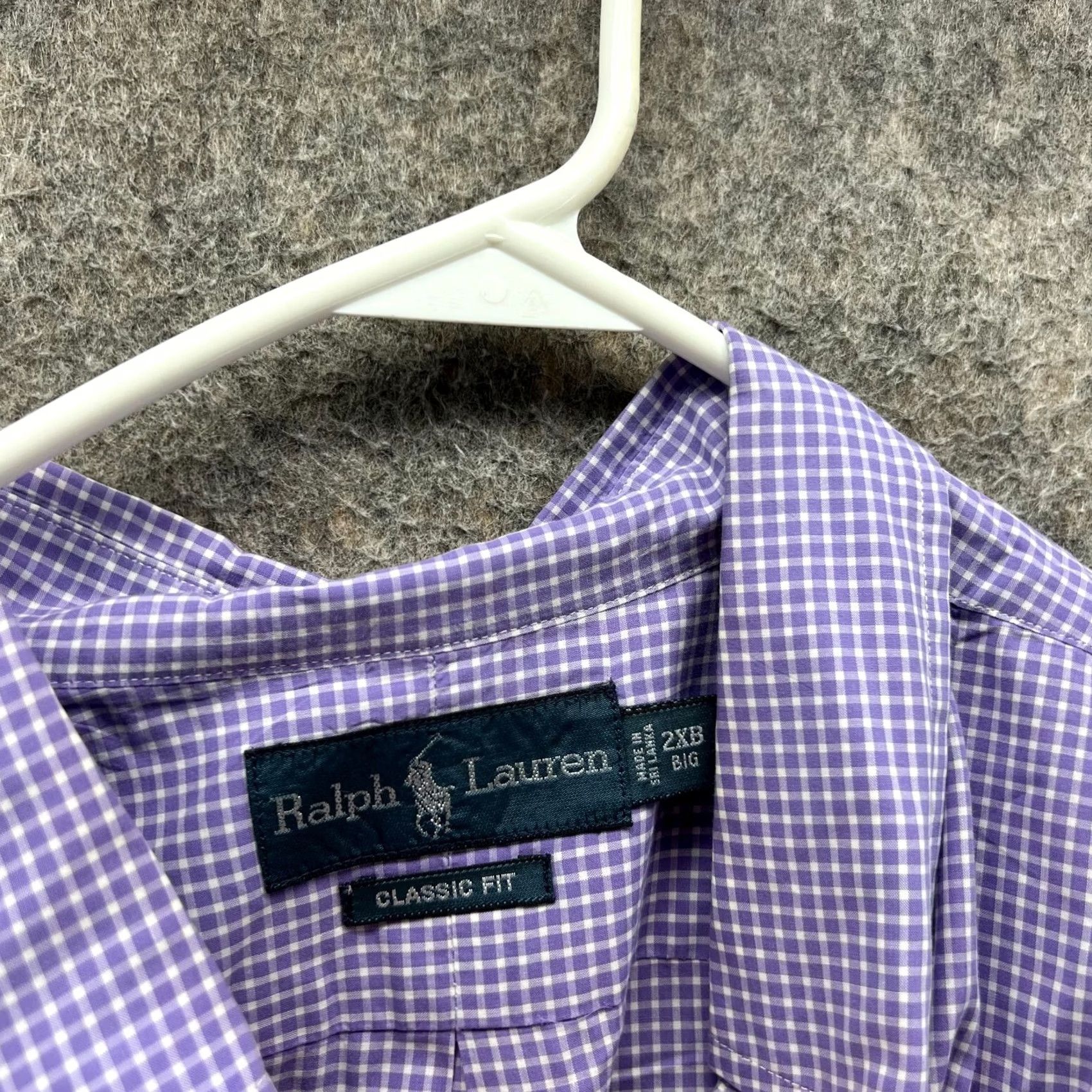 Ralph Lauren VINTAGE Ralph Lauren Shirt Men 2XB Gingham Purple Pony Button Down Classic Fit 2XB Purple Boys? Size US XXL / EU 58 / 5 - 6 Thumbnail