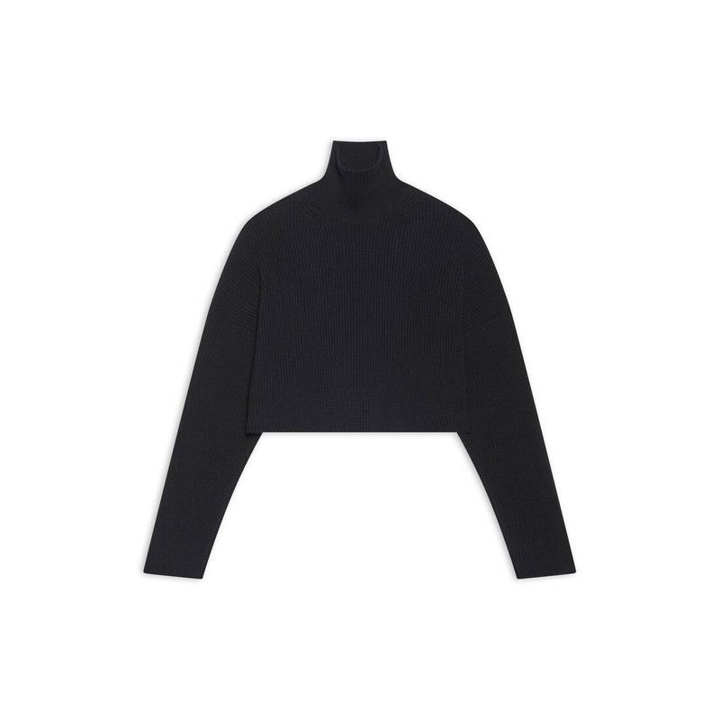 Balenciaga o1bcso1str0326 Cropped Sweater in Black Size M / US 6-8 / IT 42-44 - 1 Thumbnail