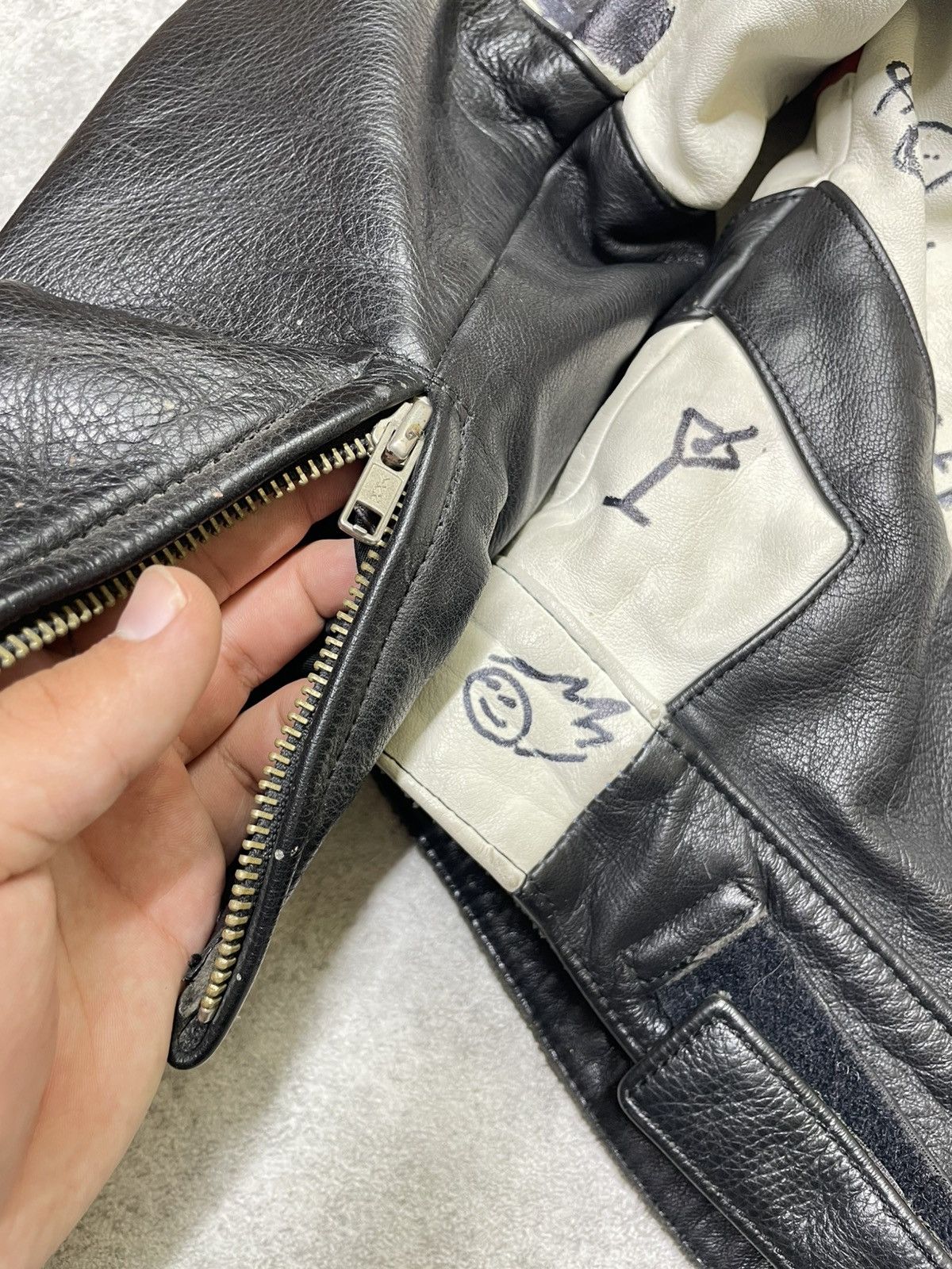 NASCAR Y2K Japan Custom Lil Peep Leather Moto Jacket Size US M / EU 48-50 / 2 - 6 Thumbnail