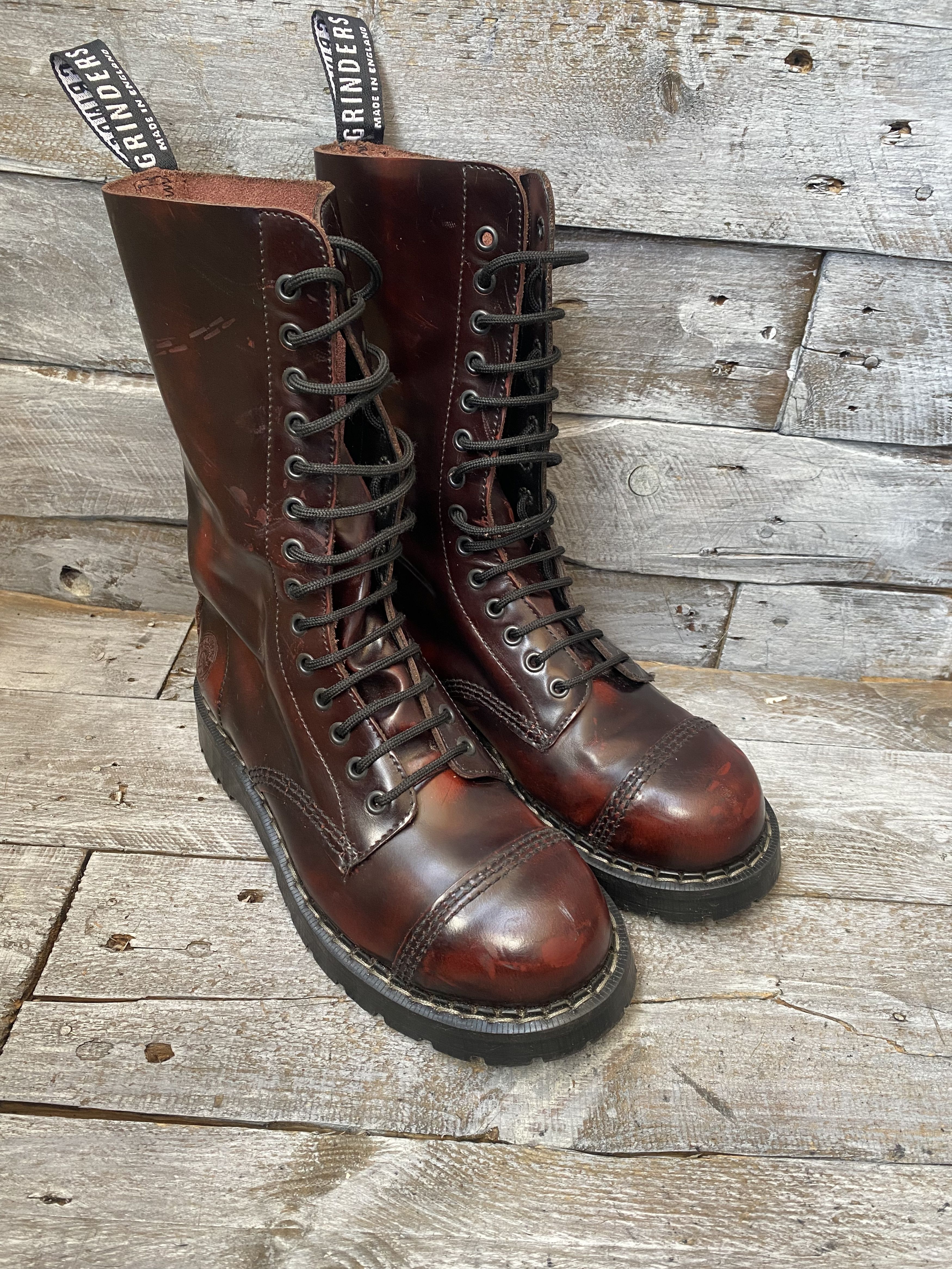 Vintage Grinder x Dr martens burgundy combat boots steel toe uk7 Size US 8 / EU 41 - 12 Thumbnail