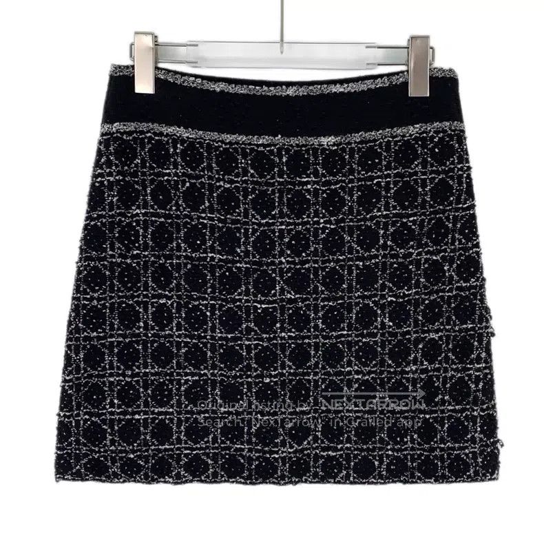 Dior Dior 24 black diamond cotton blended tweed front and back Size 25" / US 0 / IT 36 - 1 Thumbnail