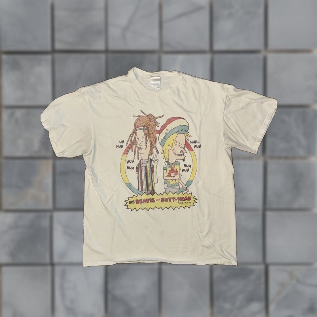 Vintage VINTAGE Beavus And Butt-Head Rasta T-Shirt White L Mens Regular 20X25 Beavus And Butt-Head T-Shirt White 20X25 Size US L / EU 52-54 / 3 - 1 Thumbnail