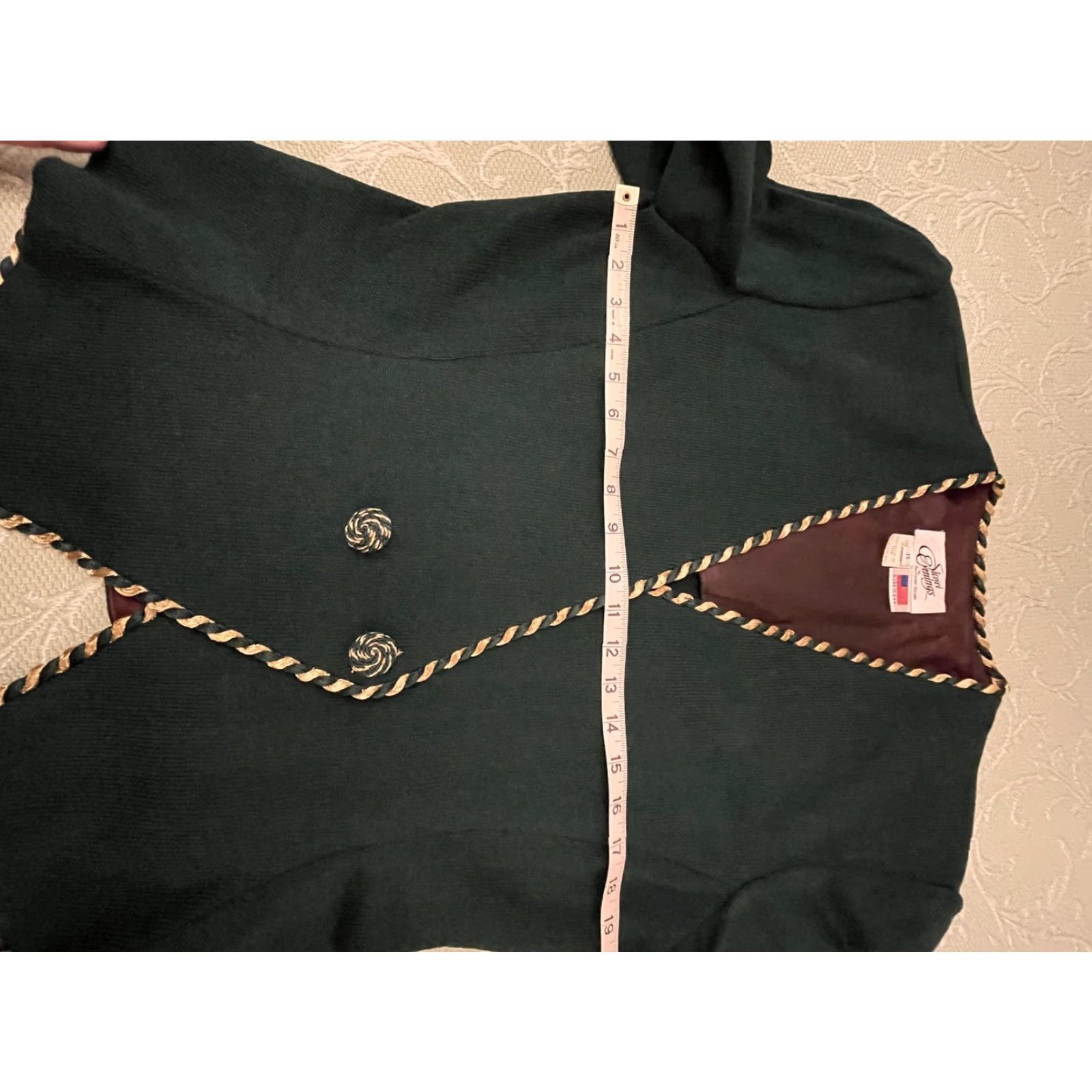 Vintage VINTAGE Sicari Evenings Blazer Womens 14 Green Gold Trim Button Jacket USA 90s Holiday Formal Party/Cocktail Mens? Women Size XL / US 12-14 / IT 48-50 - 6 Thumbnail
