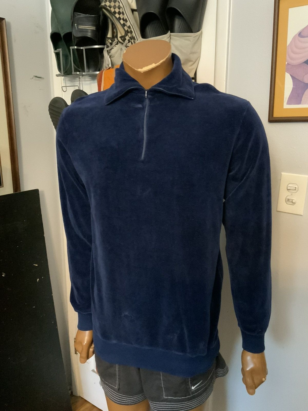 Vintage Vintage 70s The Broadway University Shop Velour Zip Pullover Size US L / EU 52-54 / 3 - 6 Thumbnail
