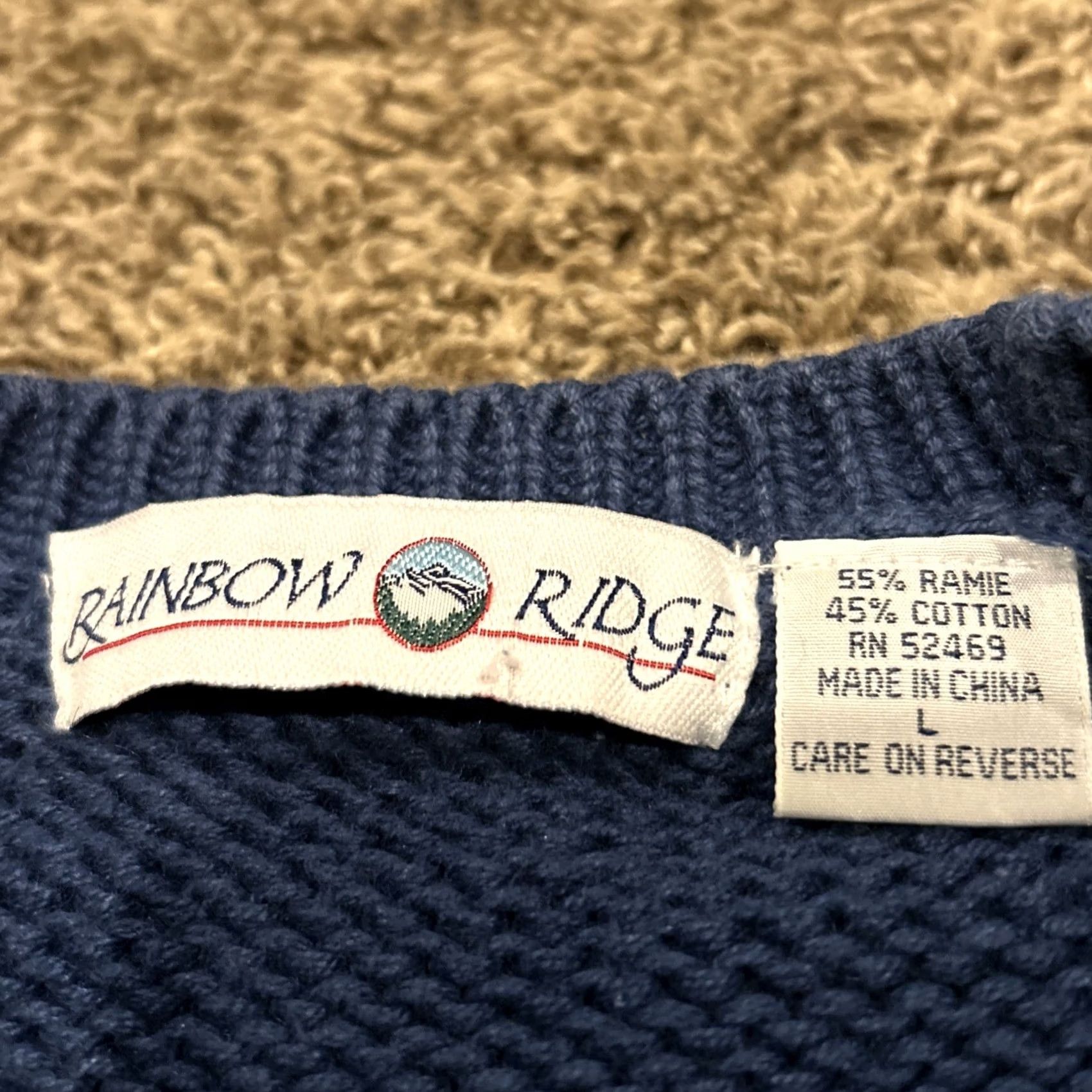 Rainbow Rainbow Ridge Vintage Womens L Blue V Vest - Crochet Ramie Blend Jacket Size L / US 10 / IT 46 - 2 Thumbnail