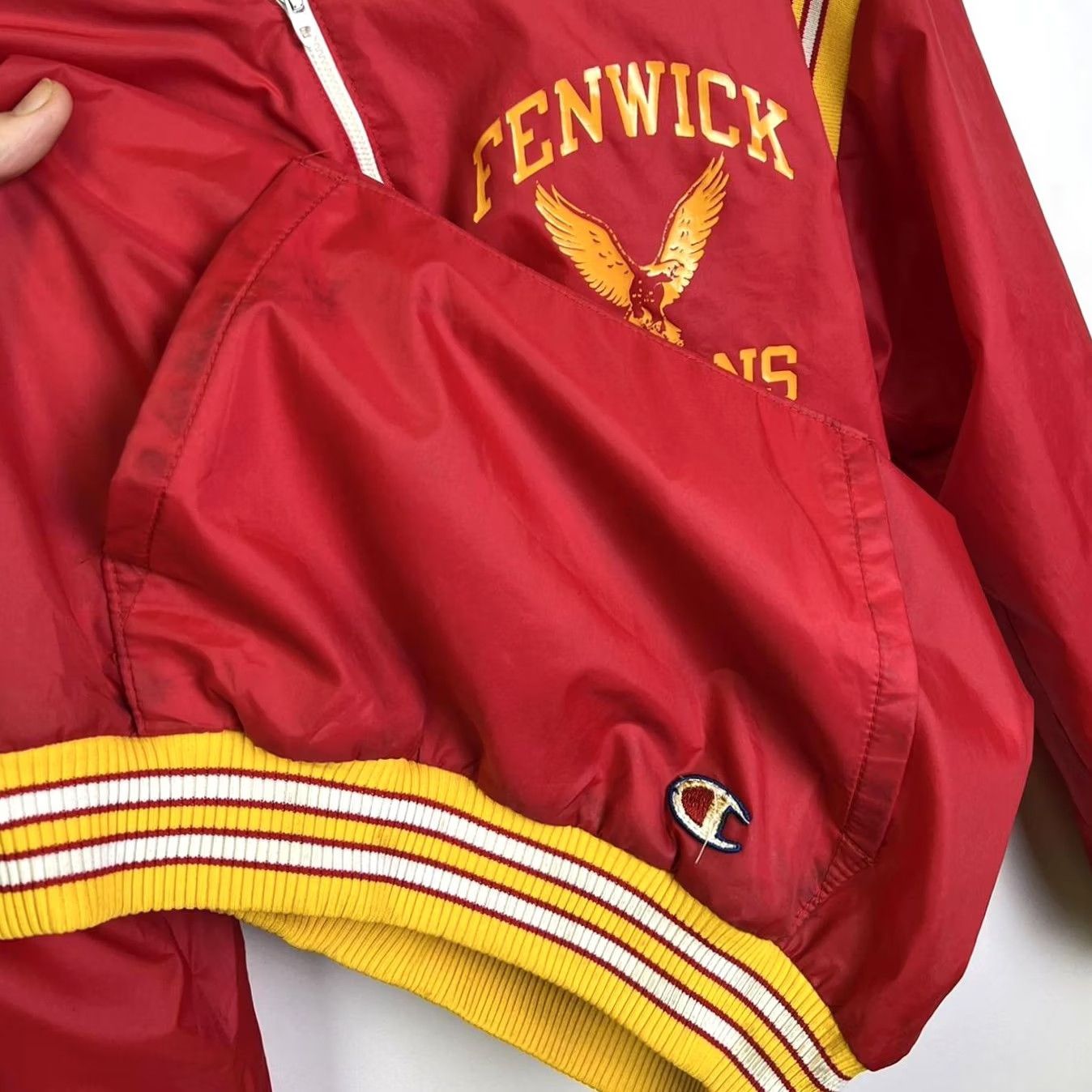 Champion VINTAGE Fenwick Falcons Jacket Pullover Red Yellow Men M Size US M / EU 48-50 / 2 - 5 Thumbnail