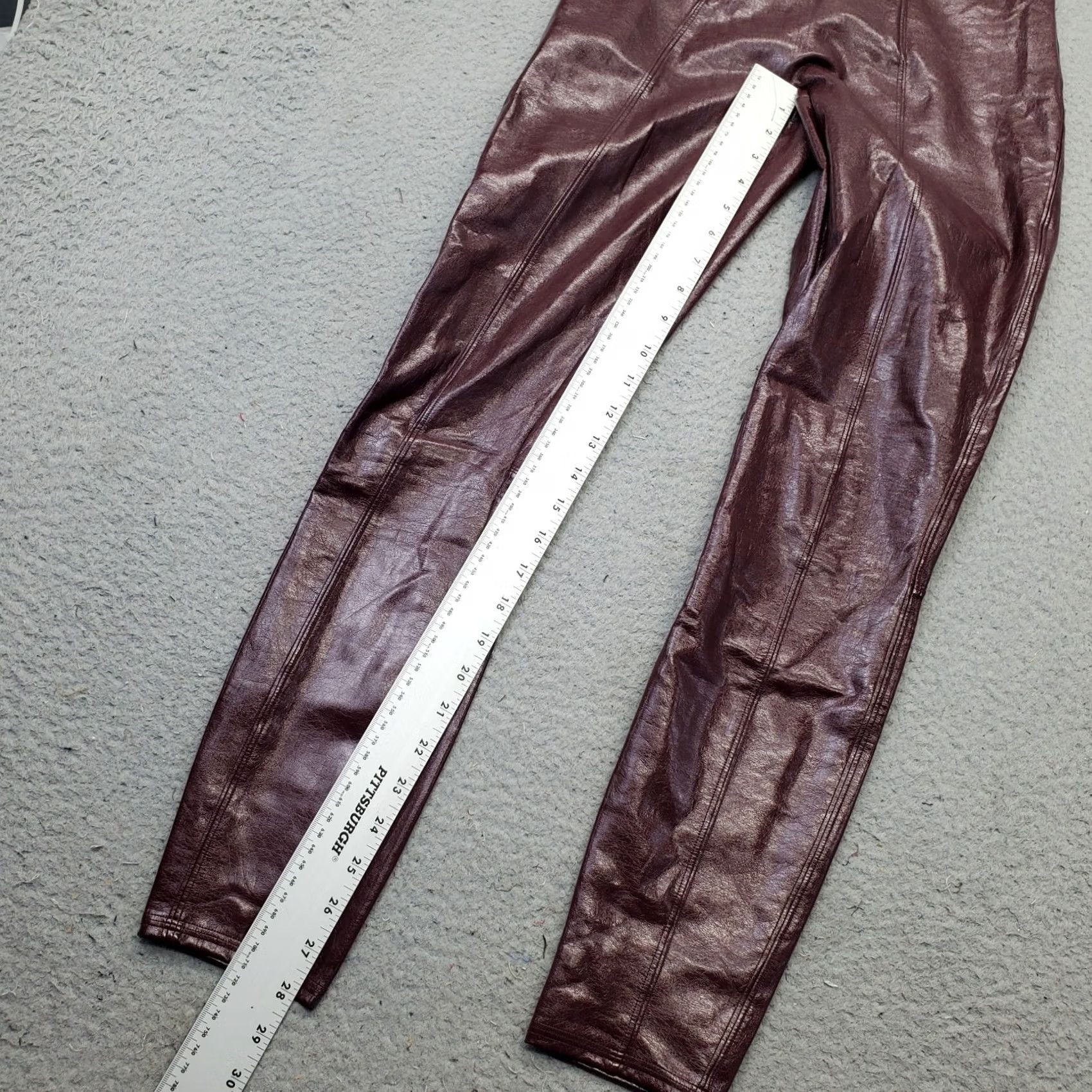 Spanx Spanx by Sara Blakely Faux Patent Leather Leggings Womens S Burgundy High Waist Size 28" / US 6 / IT 42 - 4 Thumbnail