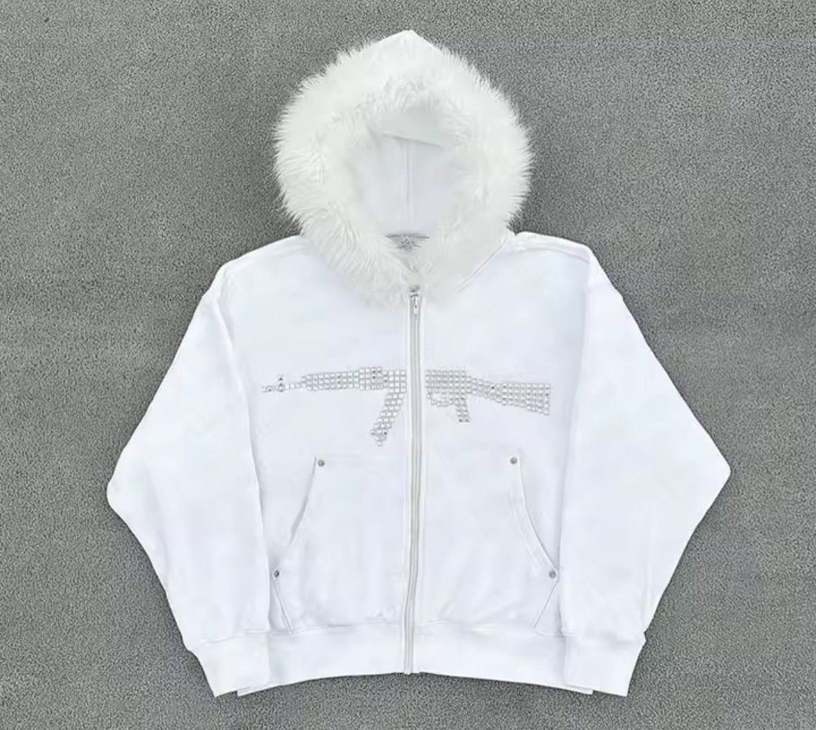 Other Fashion Punk Goth Grunge Diamond Gun Flurry Fur Hat Hoodies Size M / US 6-8 / IT 42-44 - 1 Thumbnail