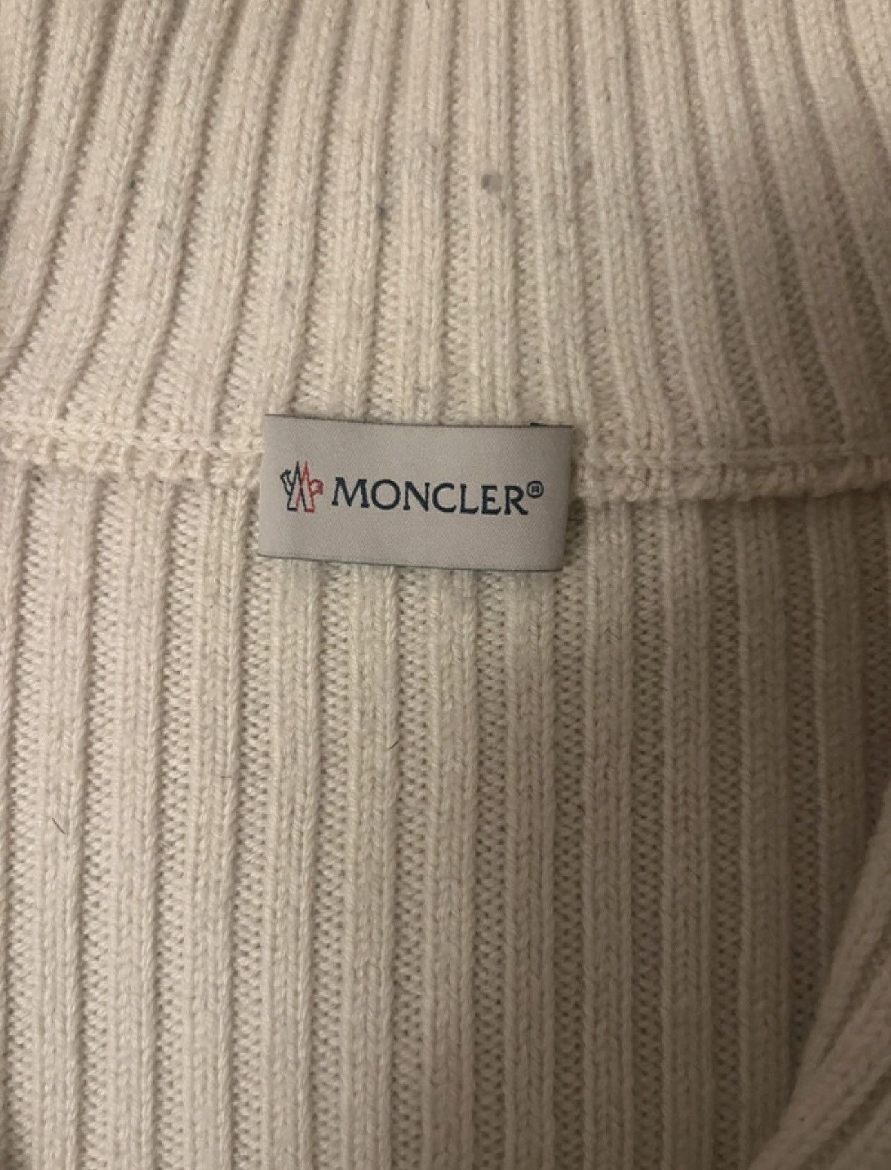 Moncler MONCLER Medium Cream Polo Tricot Quarter Zip Wool Jumper Size US M / EU 48-50 / 2 - 5 Thumbnail