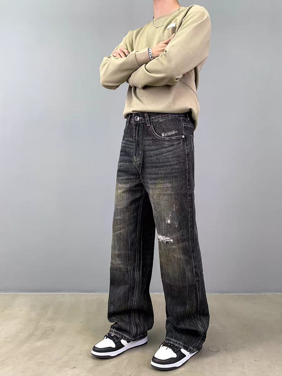 Japanese Brand × Vintage Vintage rust design loose casual ripped black jeans Size US 34 / EU 50 - 4 Thumbnail