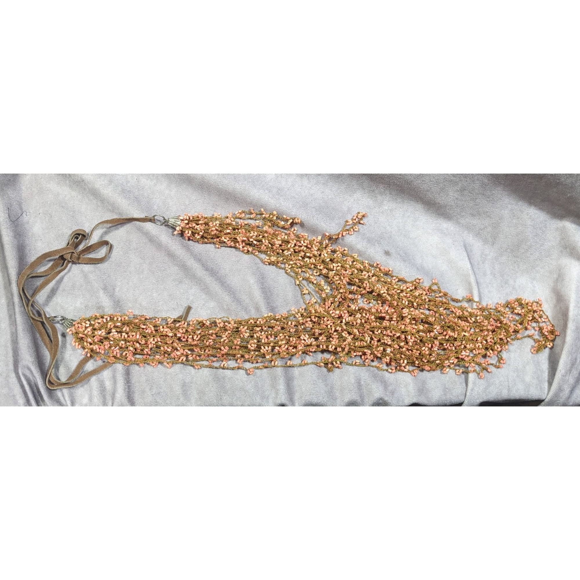 Other Vintage Fairycore Pink And Brown Beaded Abstract Bib Necklac Size ONE SIZE - 8 Thumbnail
