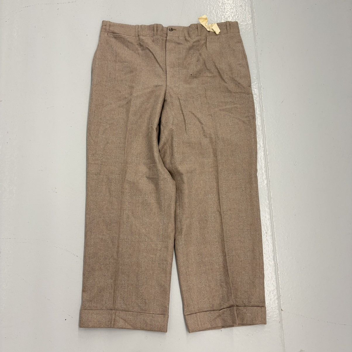 Other NOS Vintage 50s Tan Fleck Wool Wide Leg Trousers 36x27 Size US 36 / EU 52 - 1 Thumbnail