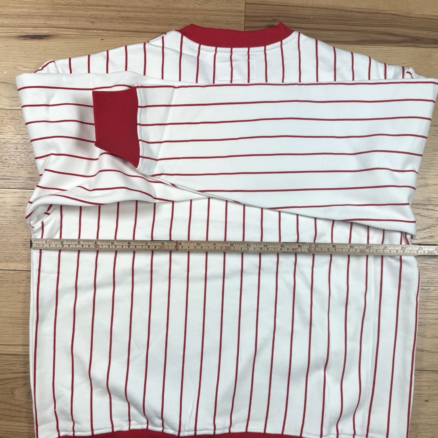 Vintage VINTAGE NWOT Bogey Boys Macklemore Crewneck Sweater Mens Large Red White Pinstripe Size US L / EU 52-54 / 3 - 4 Thumbnail