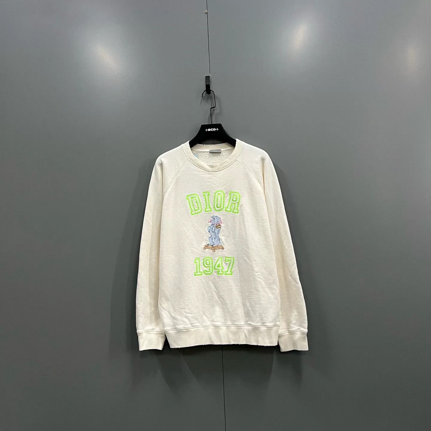 dior logo embroidered sweatshirt in beige