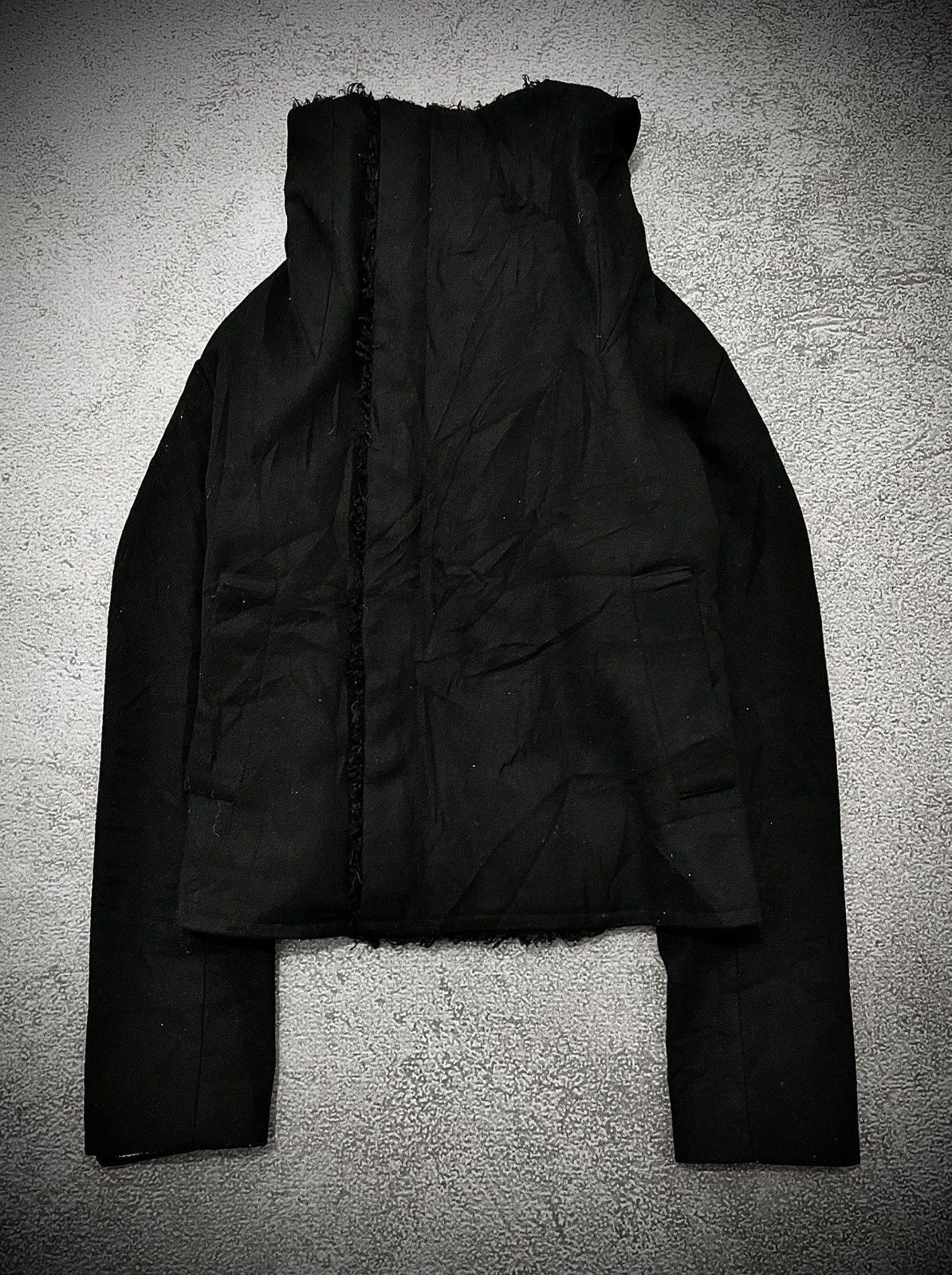 Japanese Brand 2000s Black Stalker Asymmetrical Suede Jacket RICK OWENS STY Size US M / EU 48-50 / 2 - 1 Thumbnail