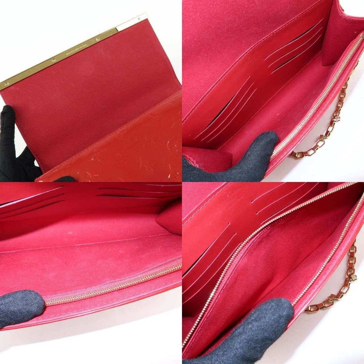 Louis Vuitton Louis Vuitton Monogram Vernis Ana Clutch Flap Bag Red Size ONE SIZE - 7 Thumbnail
