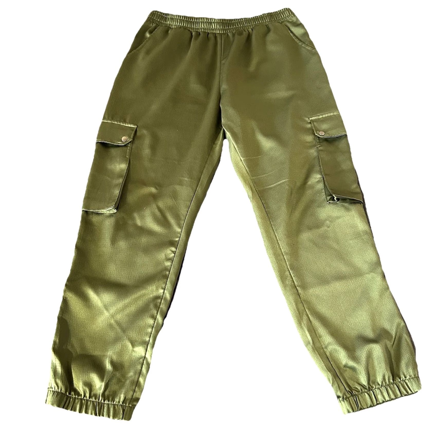 Vintage Time & Tru Cargo Joggers Women Medium 8-10 Army Green Pockets 30x27 Jogger Elastic Waist Rise High-Backed 27 Inseam KnIT Pants Casual Modern Womens Size 32" / US 10 / IT 46 - 2 Thumbnail