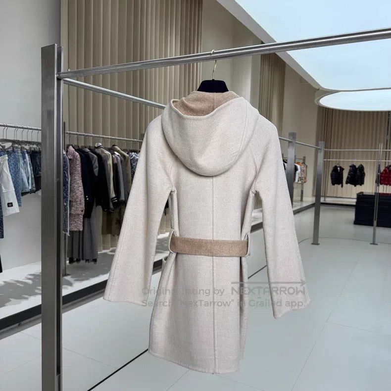 Hermes Hermes Oatmeal hooded belt cashmere coat Size XXS / US 00 / IT 34 - 2 Thumbnail