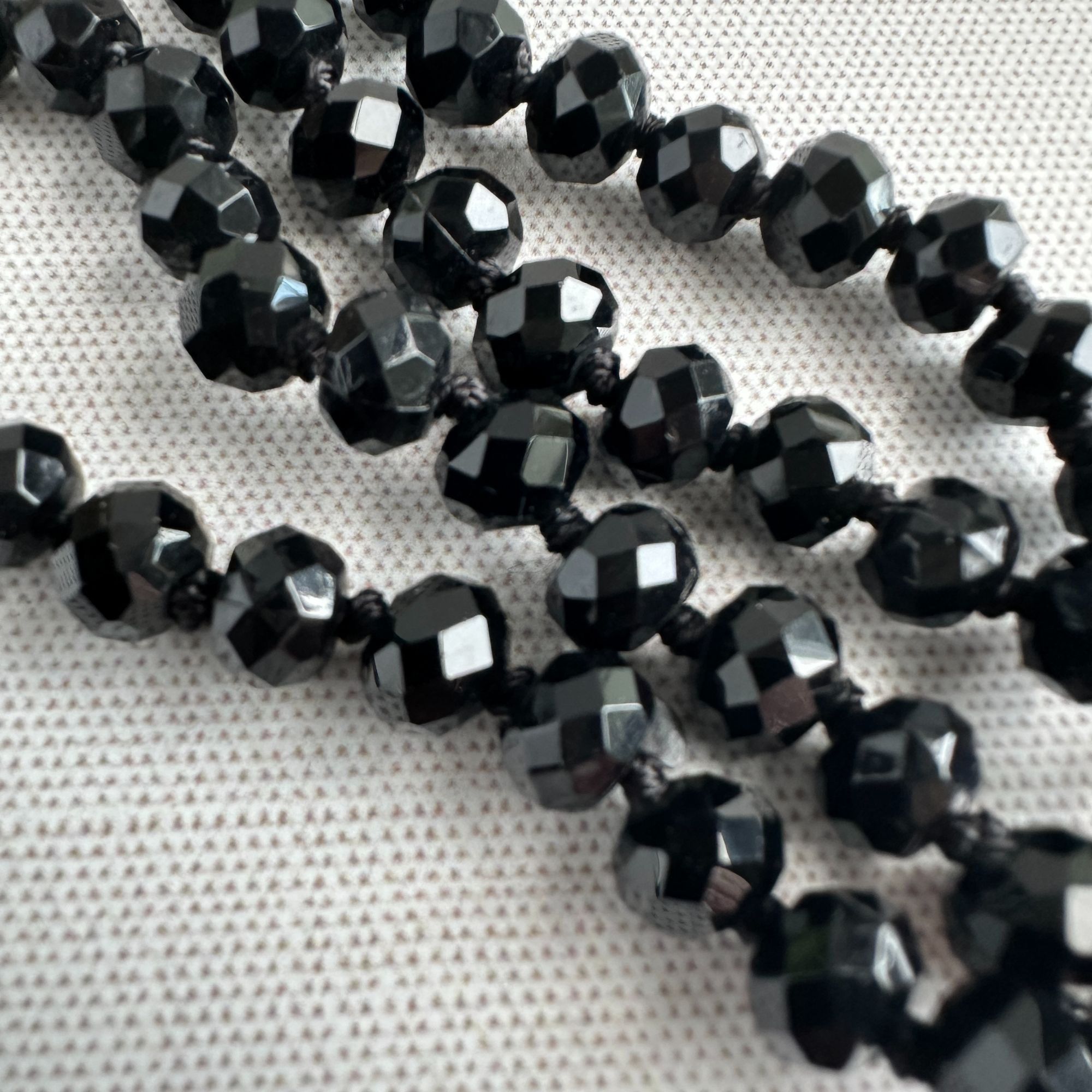 Vintage 1920s Art Deco Black Faceted Glass Opera Necklace Size ONE SIZE - 8 Thumbnail
