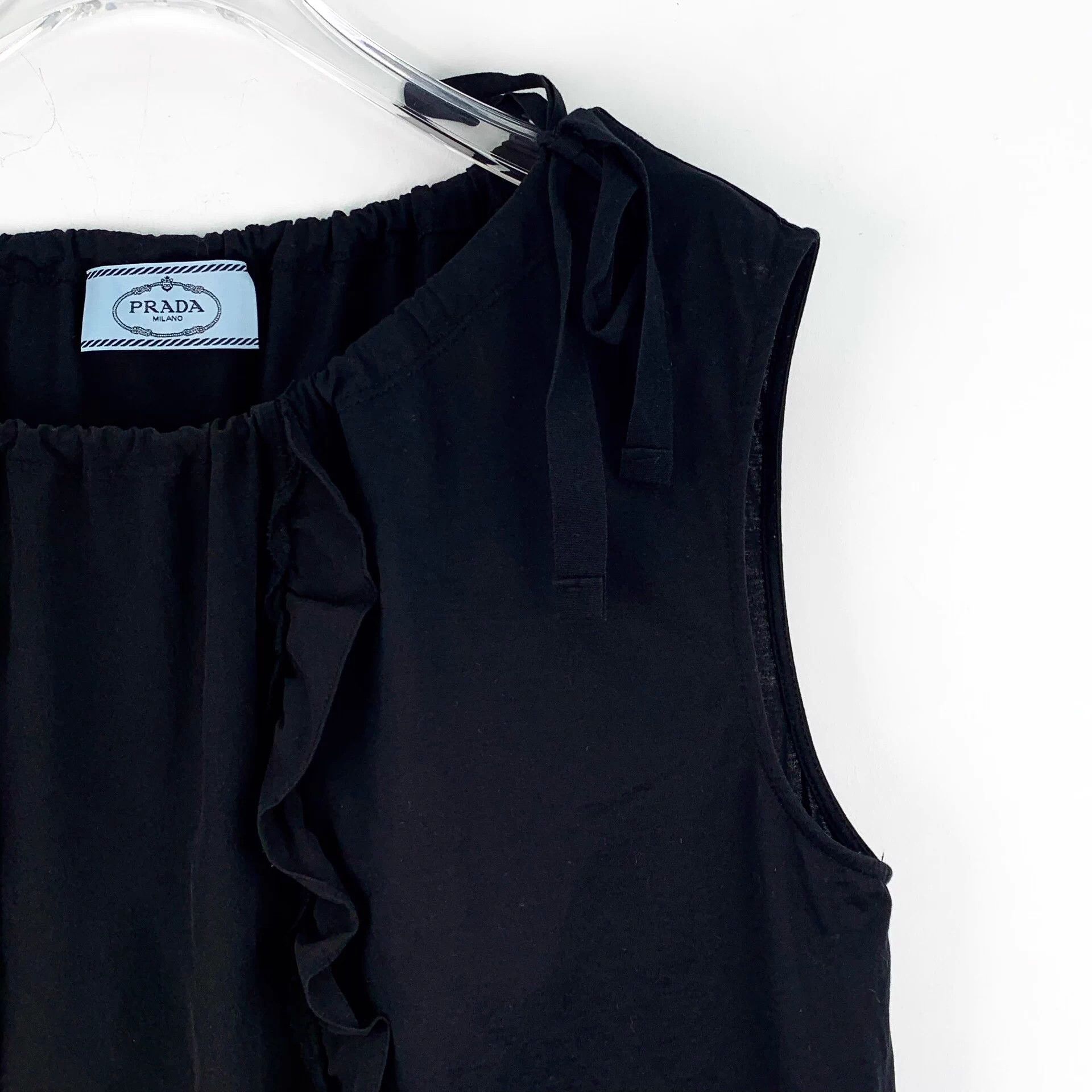 Prada Prada Black Lace Trim Cotton Sleeveless Top M Size M / US 6-8 / IT 42-44 - 3 Thumbnail