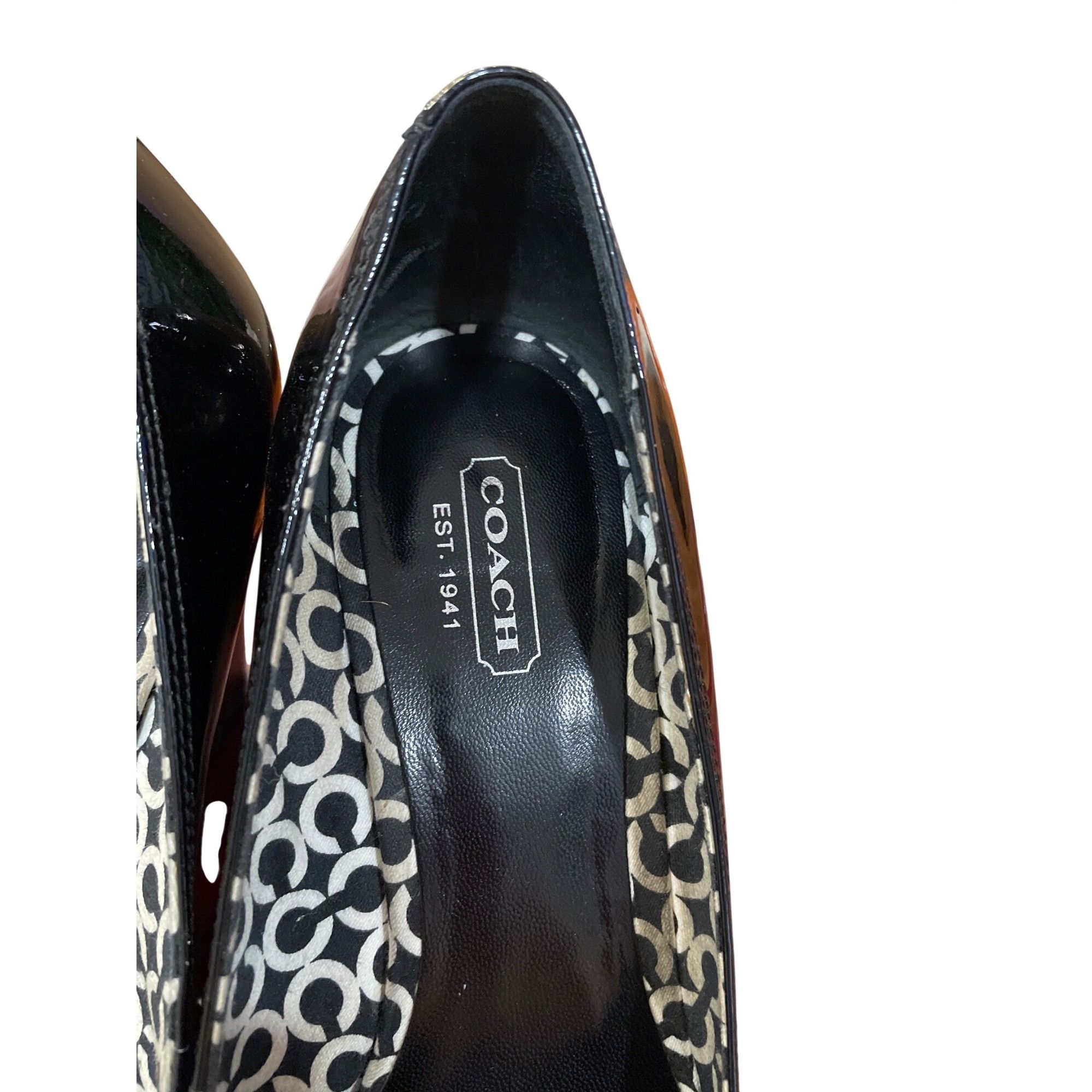 Coach Coach wms black leather patent 3.5" wedge heel shoes sz 8.5B Size US 8.5 / IT 38.5 - 11 Thumbnail