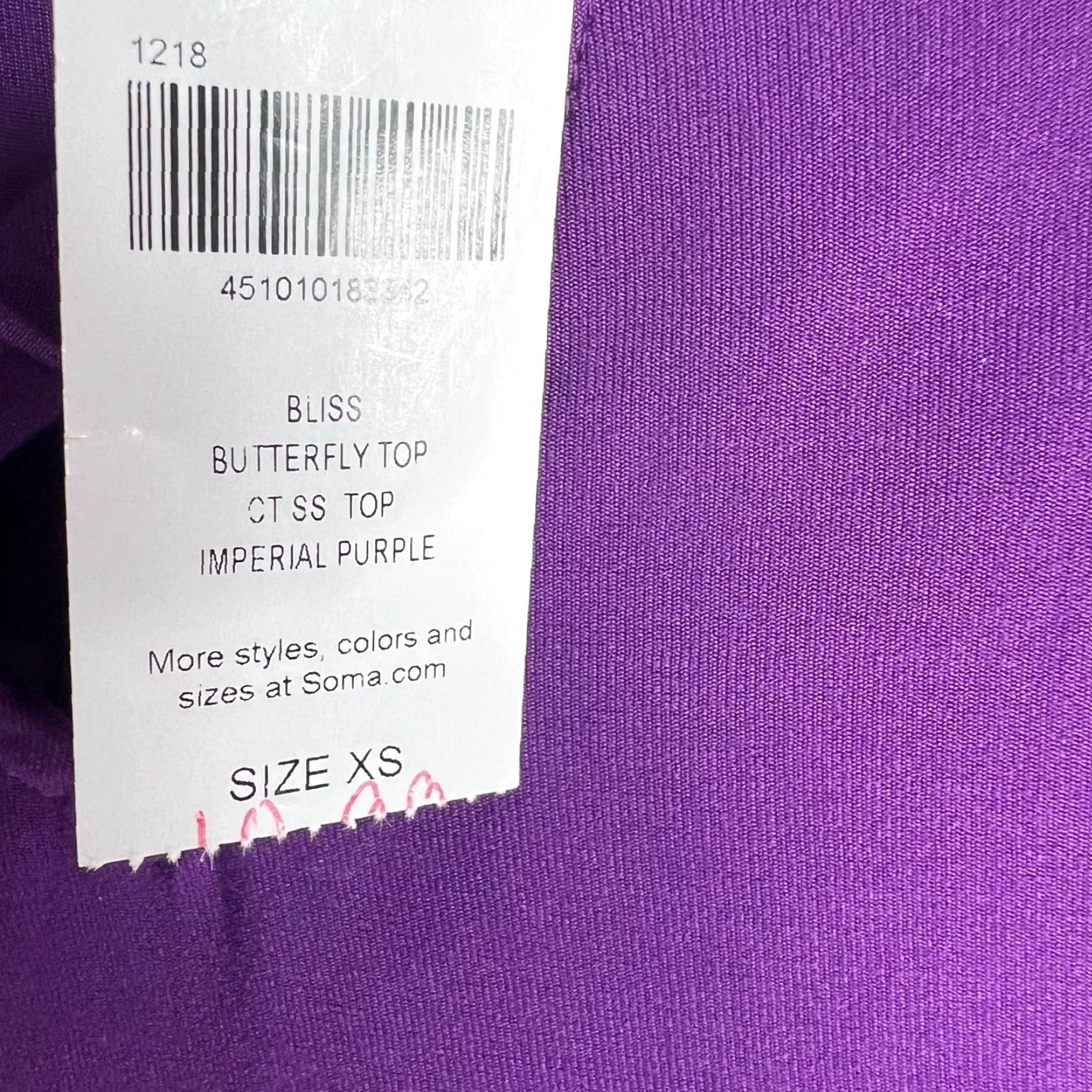 Vintage Soma Womens Knit Top Butterfly Purple XS Criss Cross Tunic Blouse Short Sleeve Round Neck Pullover Casual Workwear Party/Cocktail Vintage No Size XS / US 0-2 / IT 36-38 - 6 Thumbnail