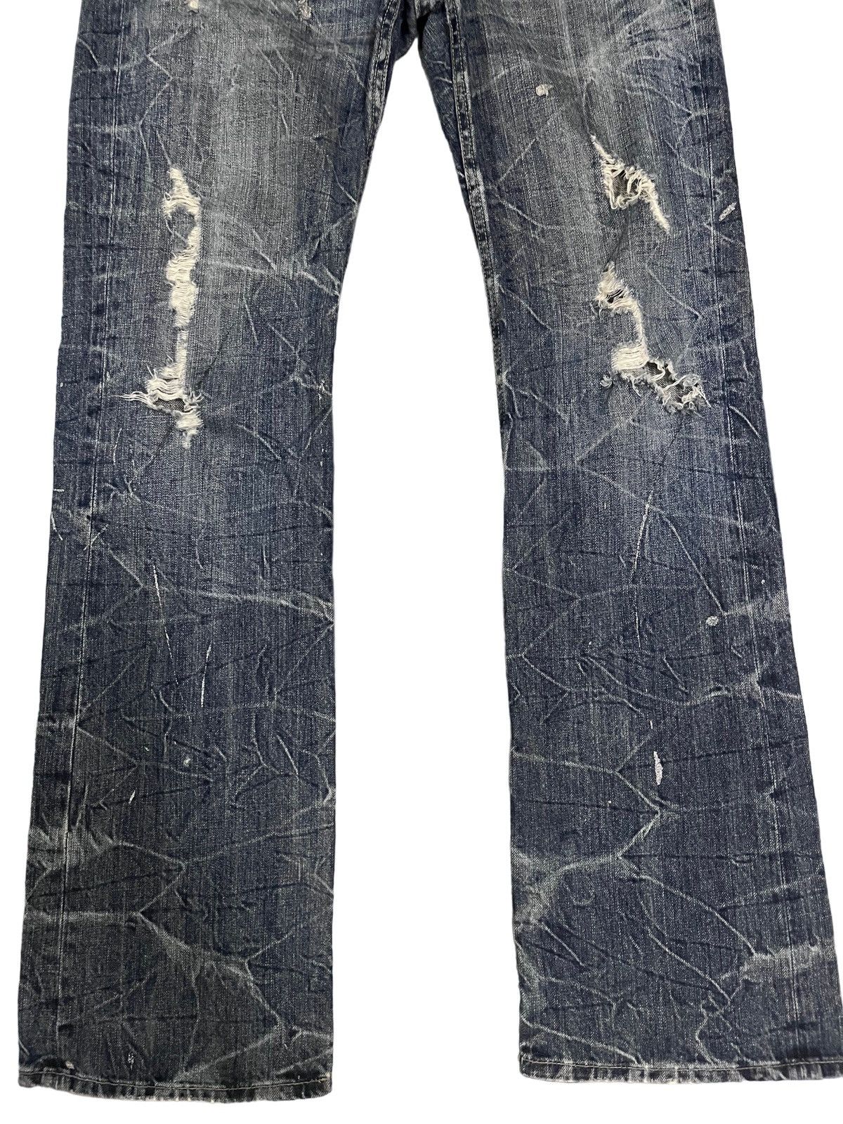 14th Addiction Vintage Japanese Brand Honeycomb Distress Flare Style denim Size US 33 - 3 Thumbnail
