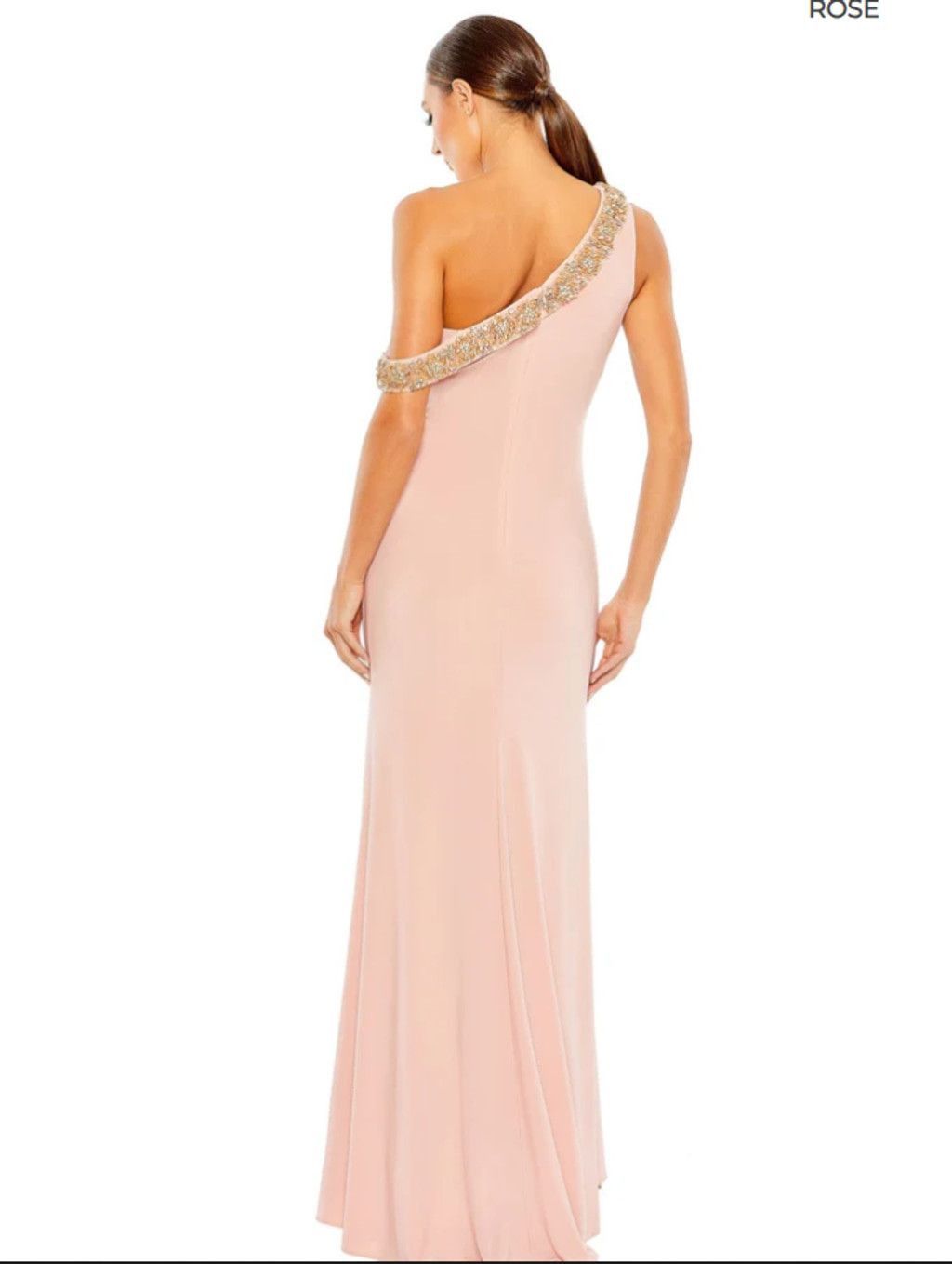 Mac Duggal Mac Duggal Pink Beaded Drop Shoulder Jersey Gown,8 Size M / US 6-8 / IT 42-44 - 3 Thumbnail