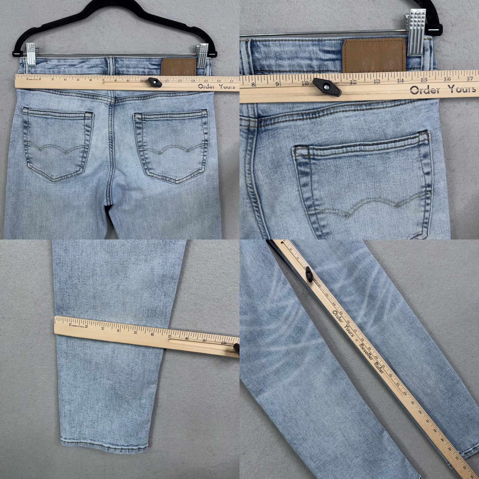American Eagle Outfitters American Eagle Outfitters Jeans Mens Slim Straight Airflex+ Light Wash Denim Stretch 30x34 Blue Cotton Polyester Regular Zip Five Pocket Size US 30 / EU 46 - 8 Thumbnail