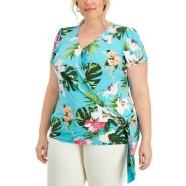 JM Collection JM Collection Women’s Plus Size Printed Faux-wrap Tunic, 3X Size ONE SIZE - 2 Thumbnail