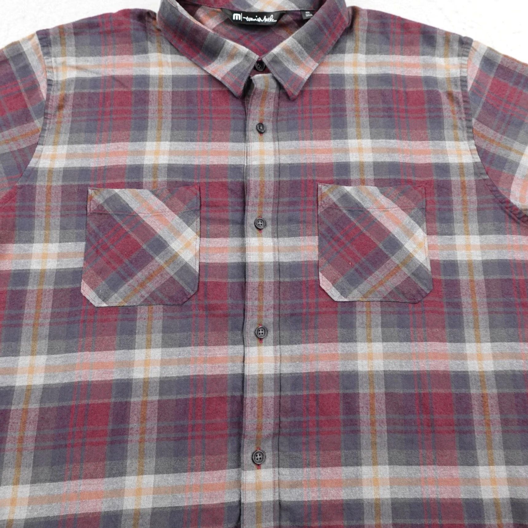 TravisMathew Travis Mathew Shirt Mens 2XL Red Gray Plaid Flannel Button Down Long Sleeve Golf Shirt Size US XXL / EU 58 / 5 - 3 Thumbnail