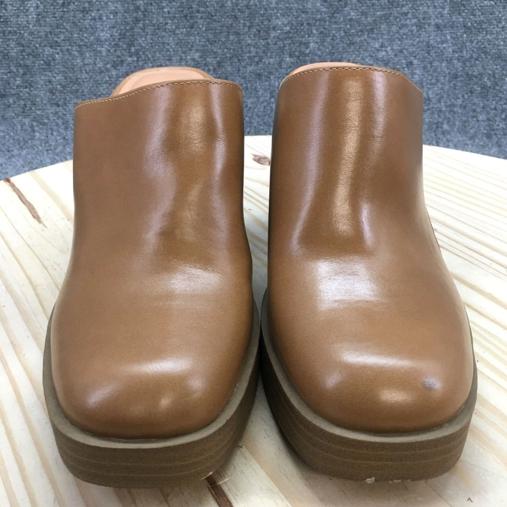 Vintage Universal Thread Platform Heels Womens 9 Brown Faux Leather Mules Casual Size US 9 / IT 39 - 4 Thumbnail