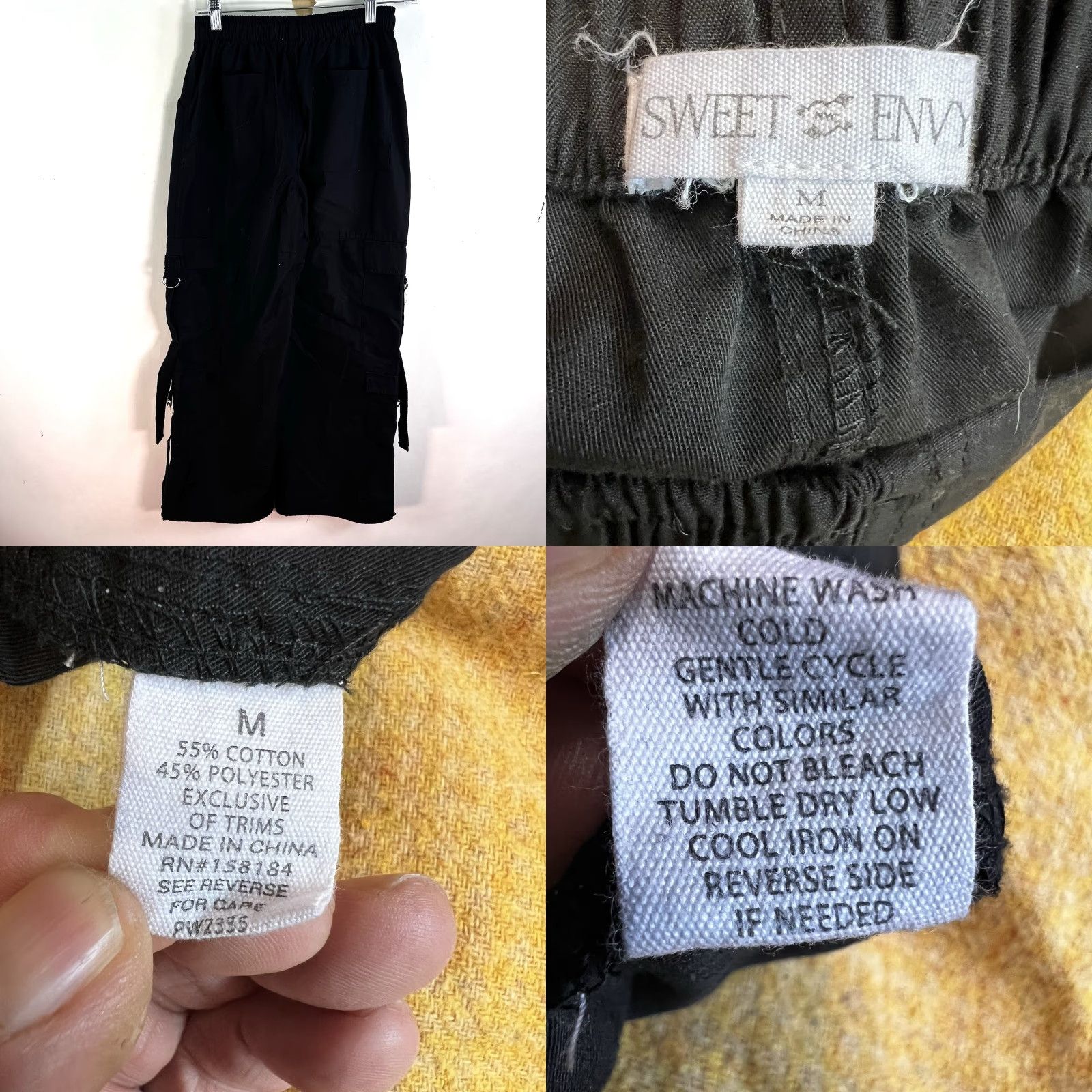 Vintage Envy Pants Cargo Wide-Leg Black M Womens Size 32" / US 10 / IT 46 - 9 Thumbnail