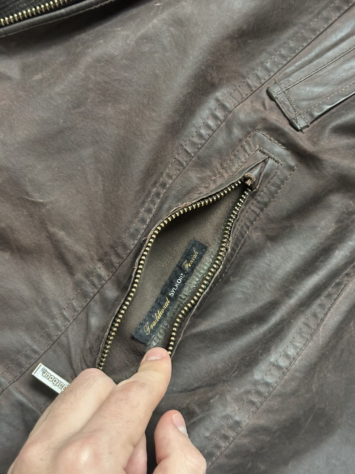 Barbour Vintage Wax Barbour Zip Jacket Distressed Fit Brown Size L / US 10 / IT 46 - 14 Thumbnail