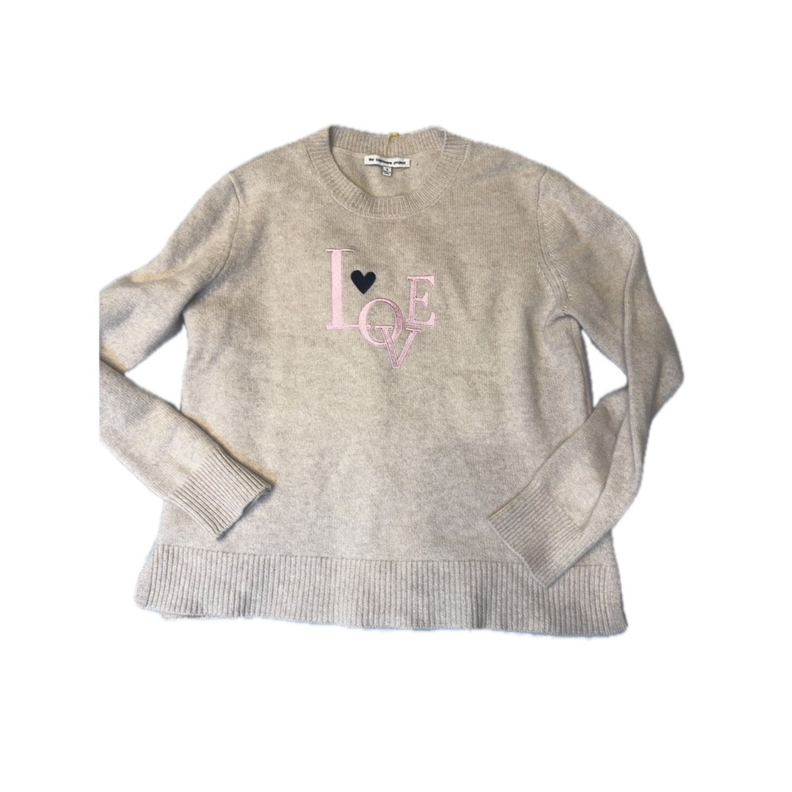 Woolrich Woolen Mills The Cashmere Project Tan Love Heart Embroidered Sweater Size S / US 4 / IT 40 - 1 Thumbnail