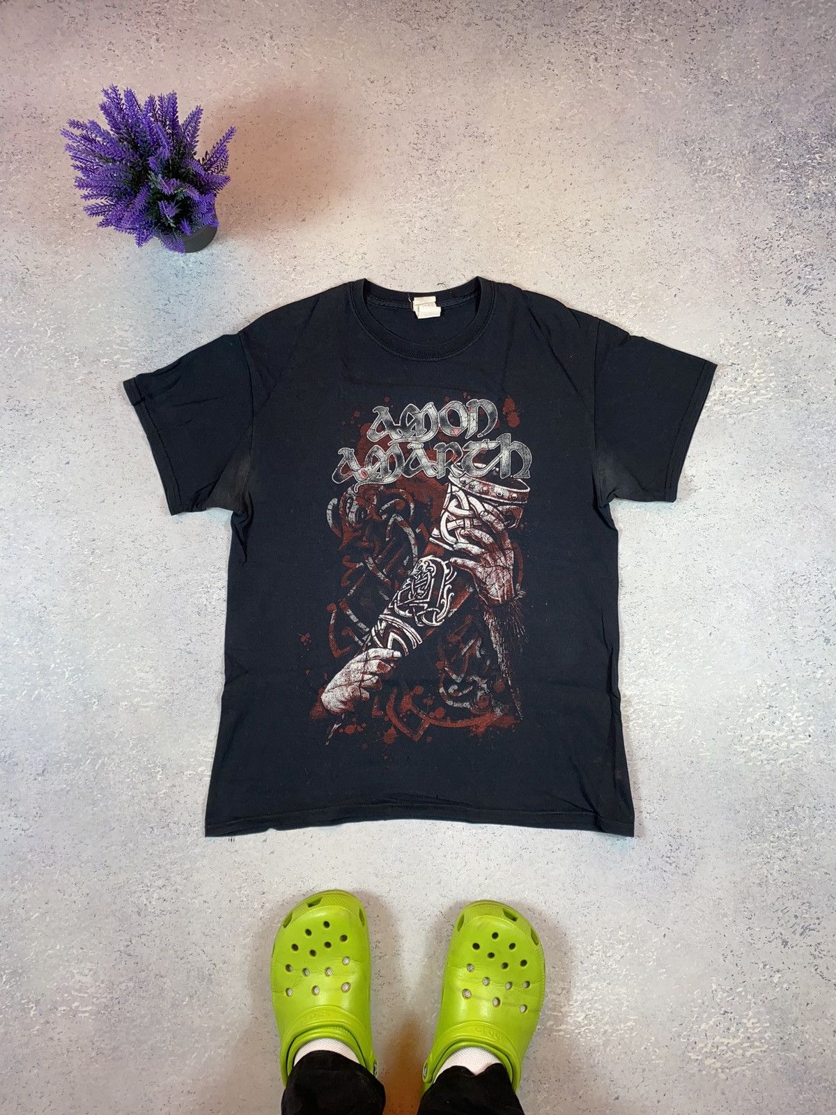 Band Tees × Vintage Vintage Amon Amarth Men’s Black T-shirt With Big Logo Size US M / EU 48-50 / 2 - 2 Thumbnail