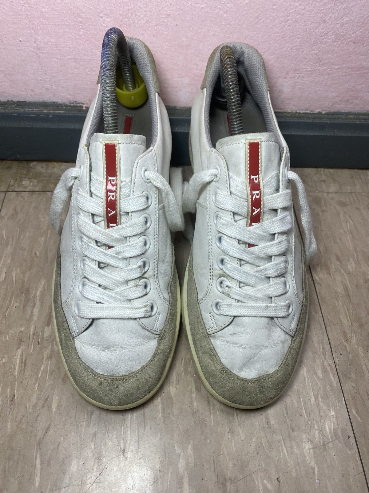 Designer × Prada Luxury prada sneakers shoes 4E3027 white leather Size US 7 / EU 40 - 13 Thumbnail