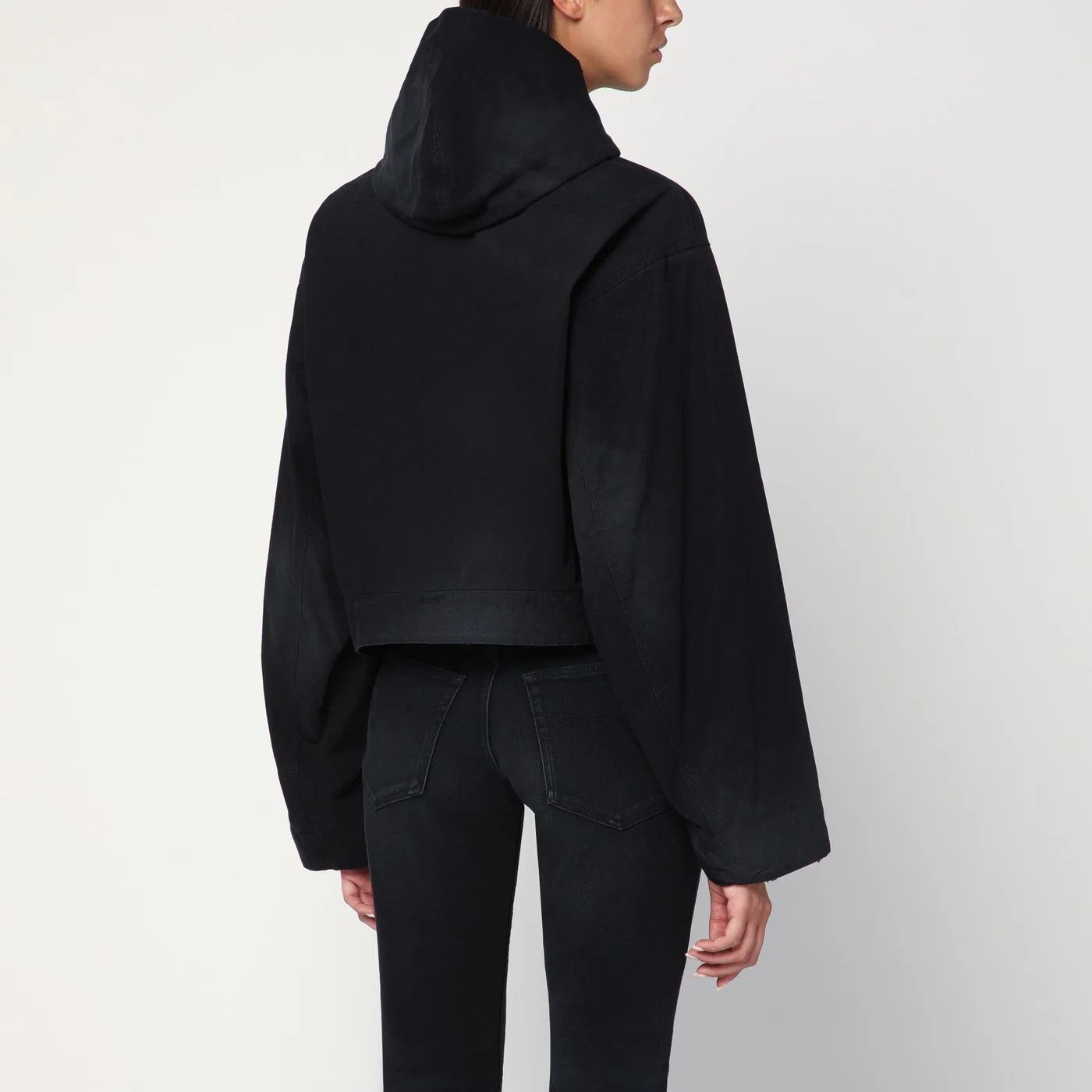 Balenciaga o1d2blof0426 Cropped Jacket With Hood In Black Size M / US 6-8 / IT 42-44 - 3 Thumbnail