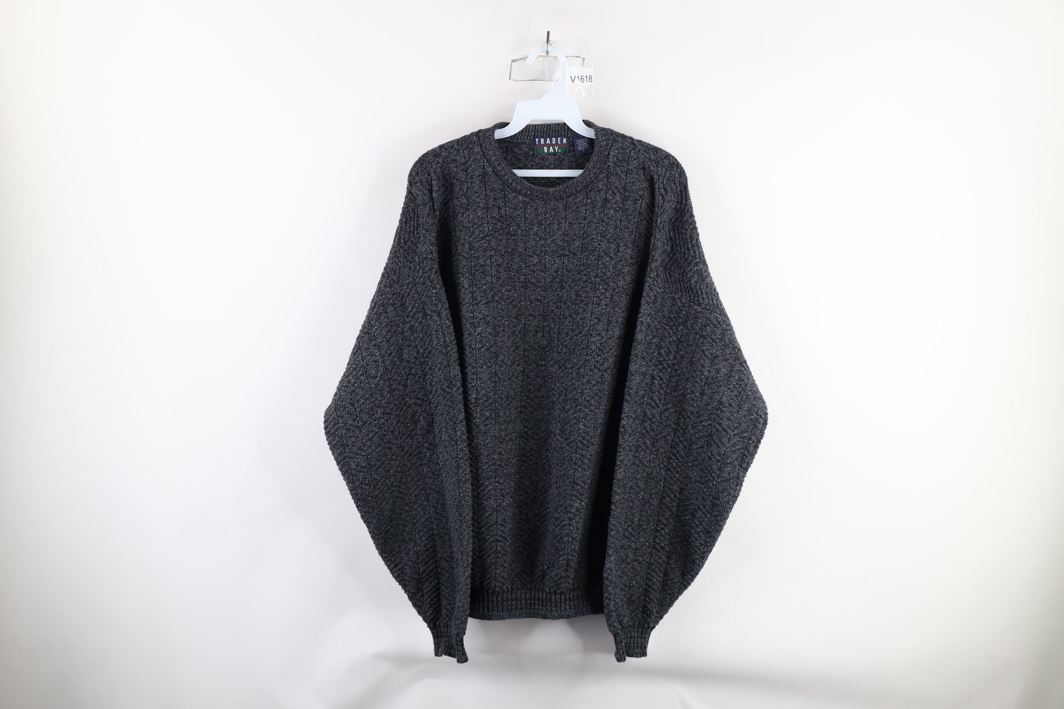 Vintage Vintage 90s Streetwear Hand Framed Knit Sweater Gray Size US L / EU 52-54 / 3 - 1 Thumbnail