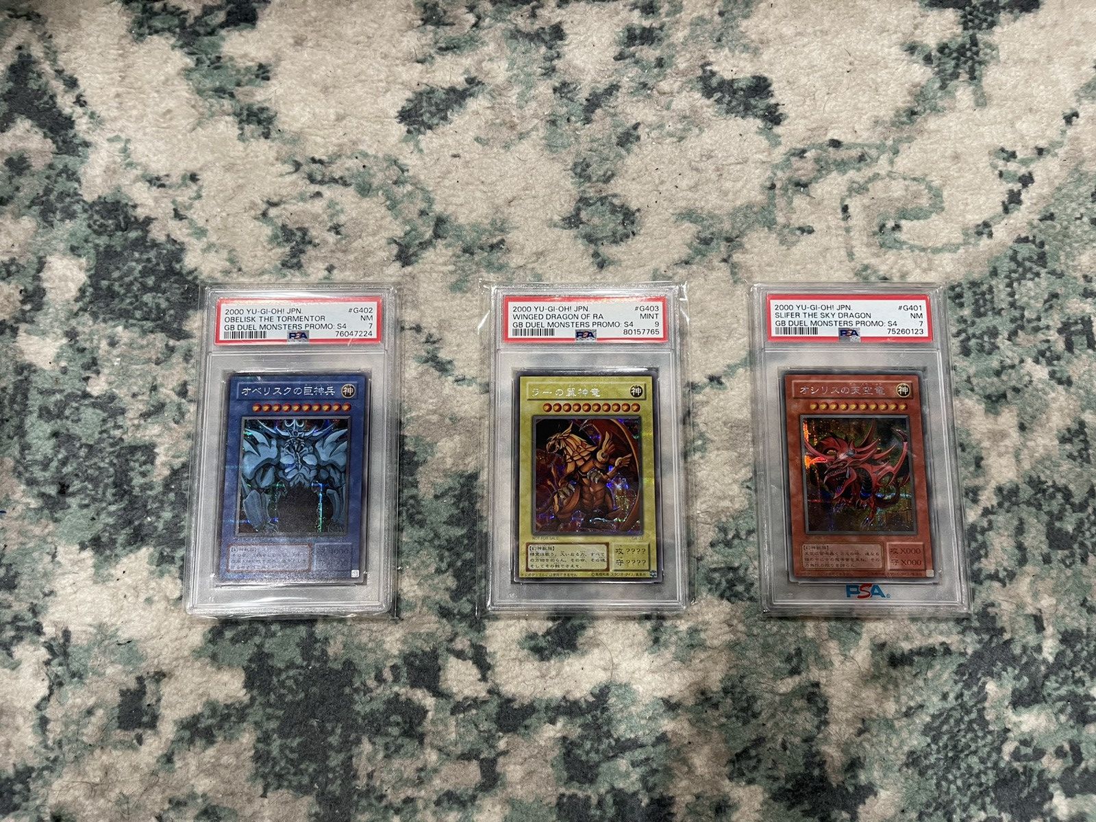 image of Vintage Yugioh Psa Graded Japanese Egyptian God Card Set in Gold, Men's